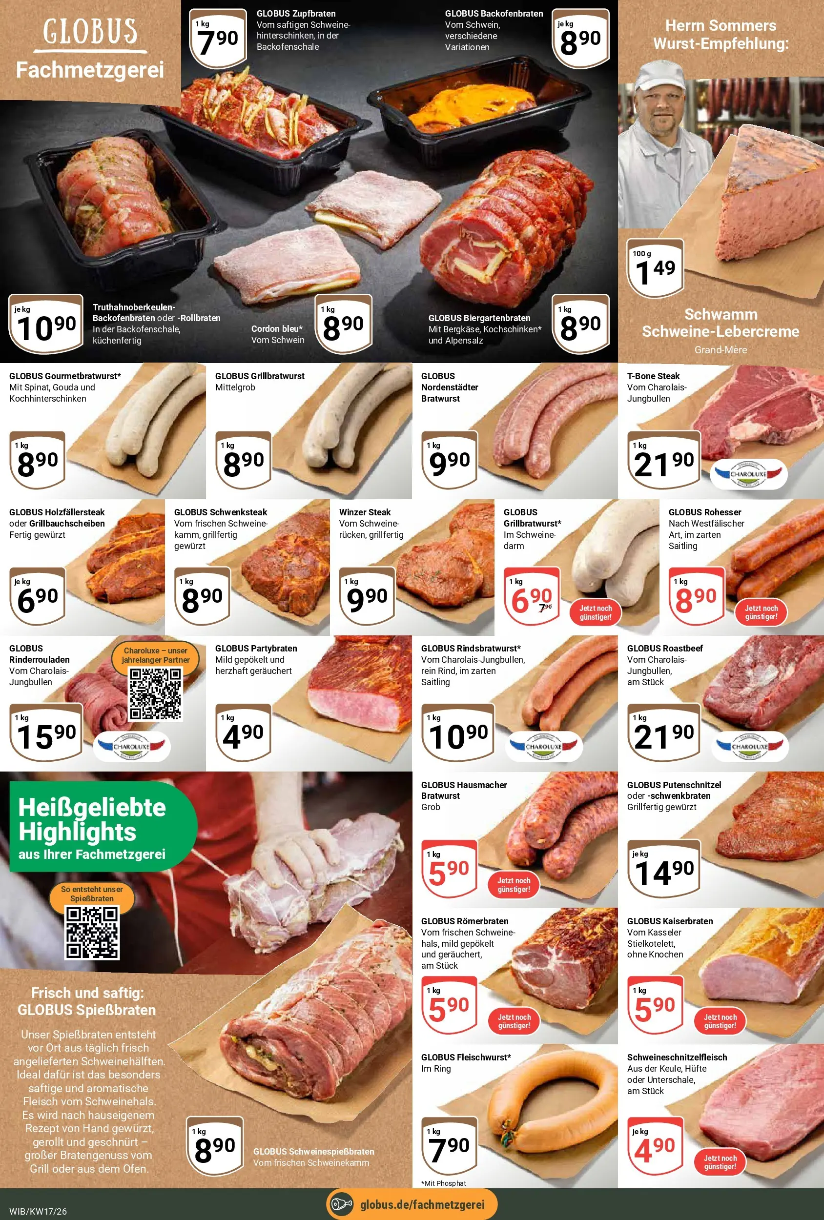 Globus Prospekt Wiesbaden-Nordenstadt	 (ab 20.04.2026) » Angebote online | Seite: 9 | Produkte: Rinderrouladen, Bratwurst, Putenschnitzel, Fleisch