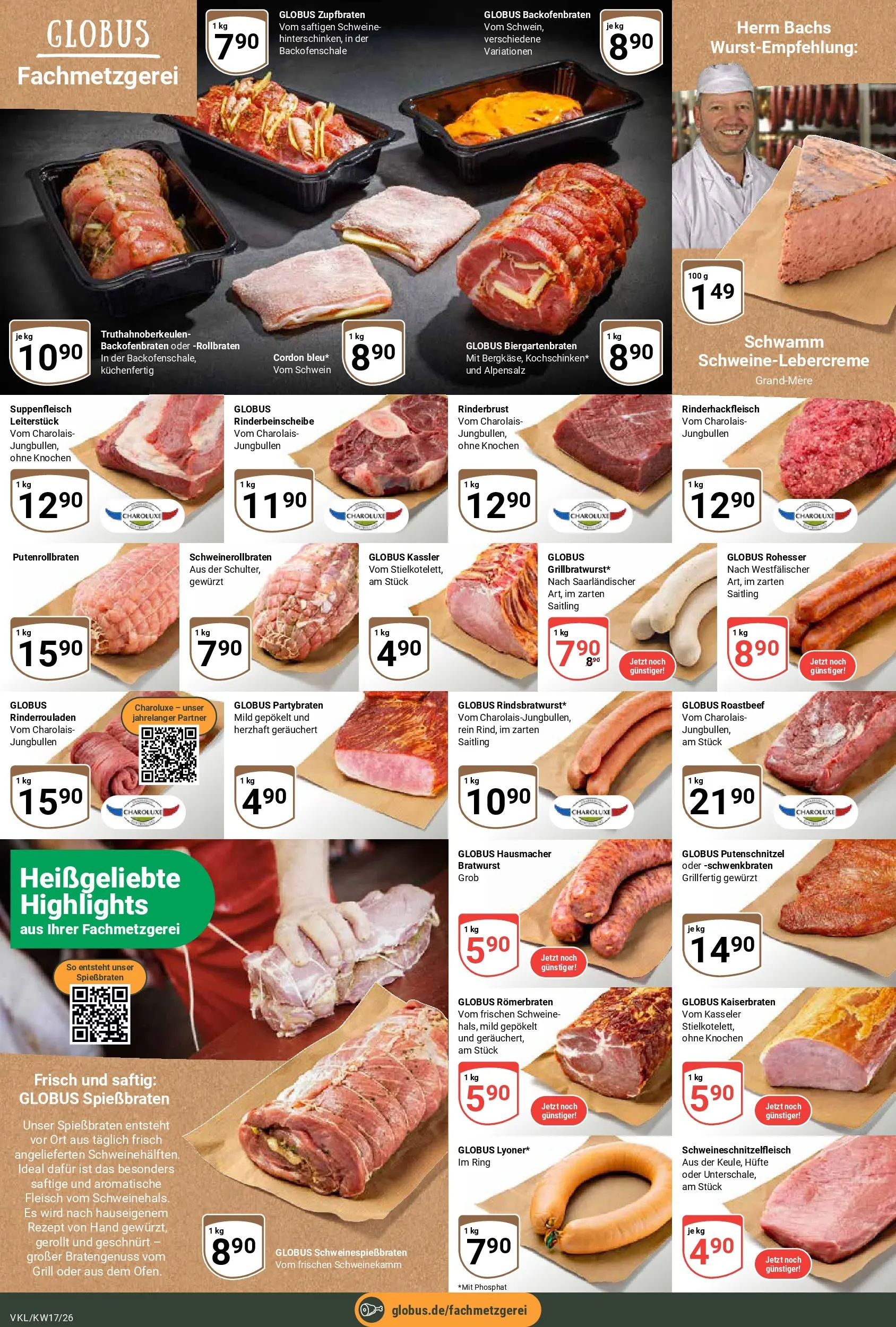 Globus Prospekt Völklingen	 (ab 20.04.2026) » Angebote online | Seite: 13 | Produkte: Rinderrouladen, Bratwurst, Suppenfleisch, Fleisch