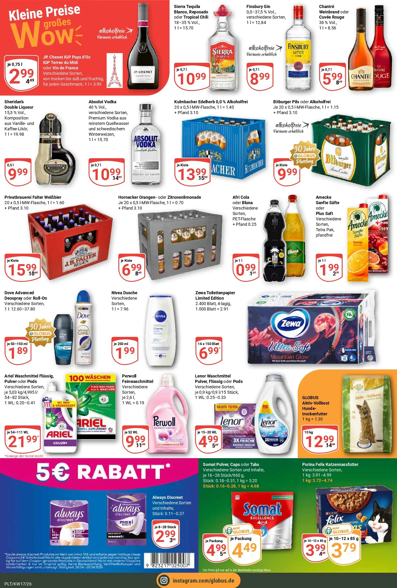 Globus Prospekt Plattling	 (ab 20.04.2026) » Angebote online | Seite: 4 | Produkte: Bitburger, Ariel, Bier, Gin