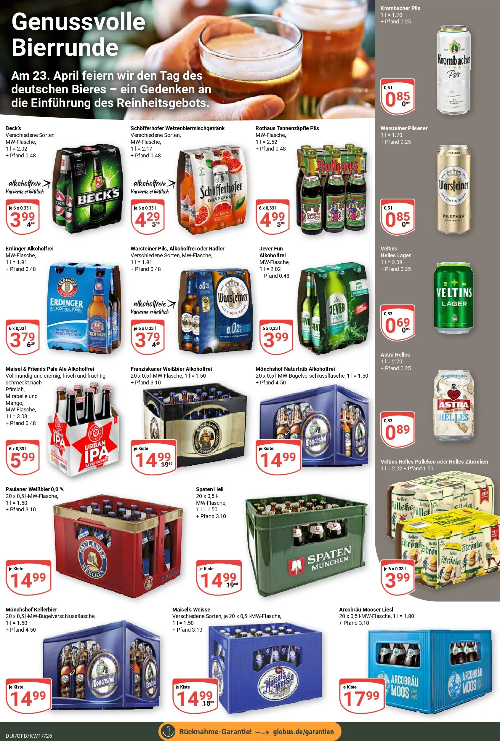 Globus Prospekt Duisburg	 (ab 20.04.2026) » Angebote online | Seite: 22 | Produkte: Pils, Astra, Radler, Veltins