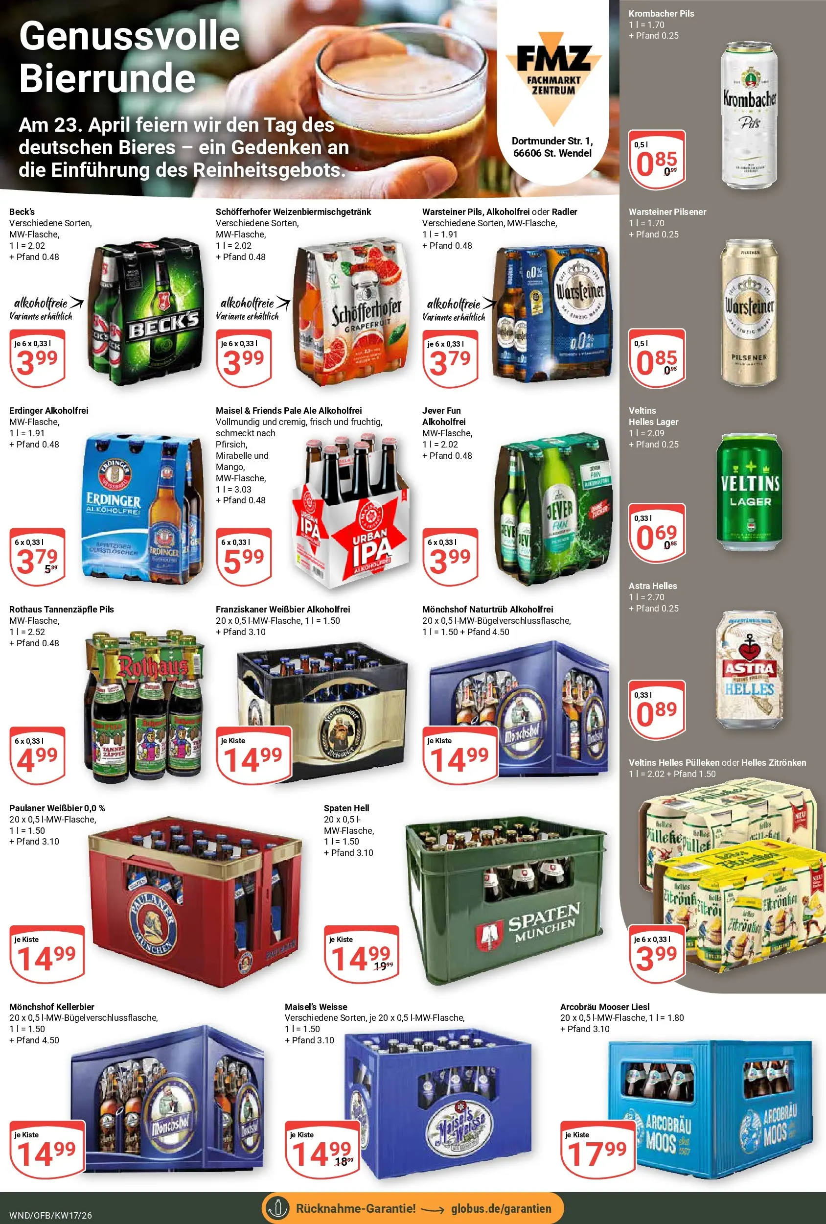 Globus Prospekt St. Wendel	 (ab 20.04.2026) » Angebote online | Seite: 17 | Produkte: Monchshof, Weißbier, Warsteiner, Veltins