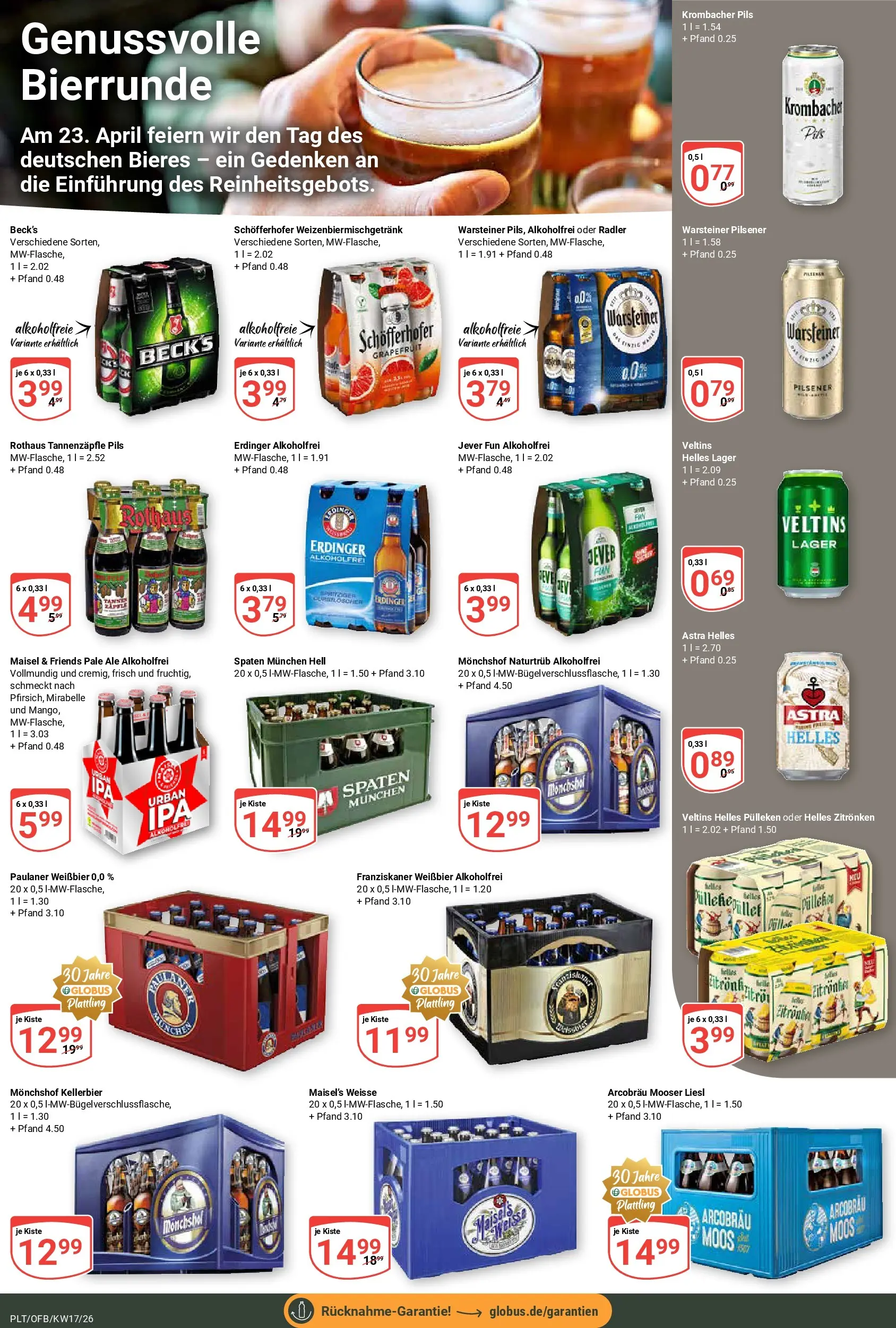 Globus Prospekt Plattling	 (ab 20.04.2026) » Angebote online | Seite: 17 | Produkte: Weißbier, Radler, Warsteiner, Krombacher