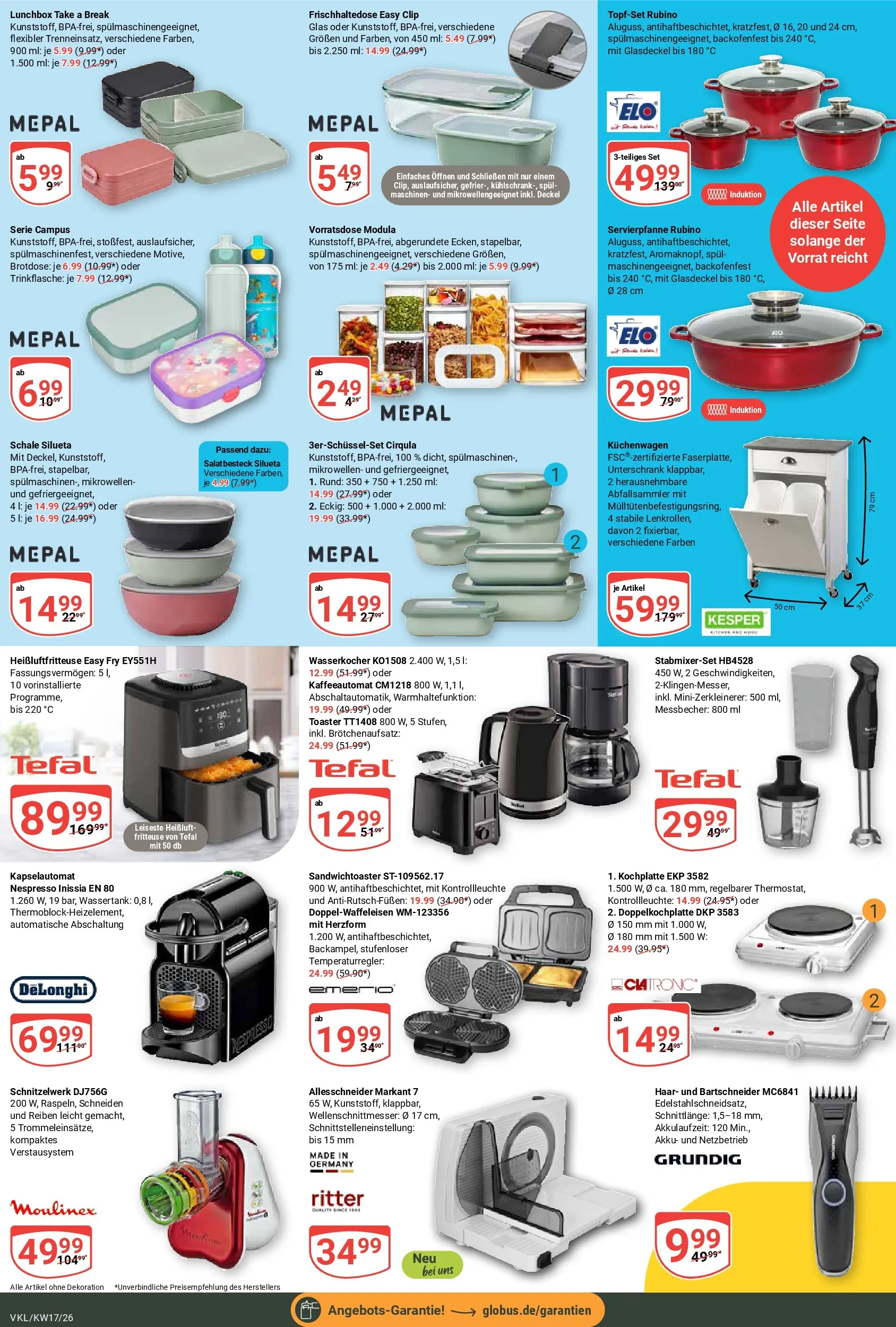 Globus Prospekt Völklingen	 (ab 20.04.2026) » Angebote online | Seite: 26 | Produkte: Wasserkocher, Toaster, Unterschrank, Kochplatte