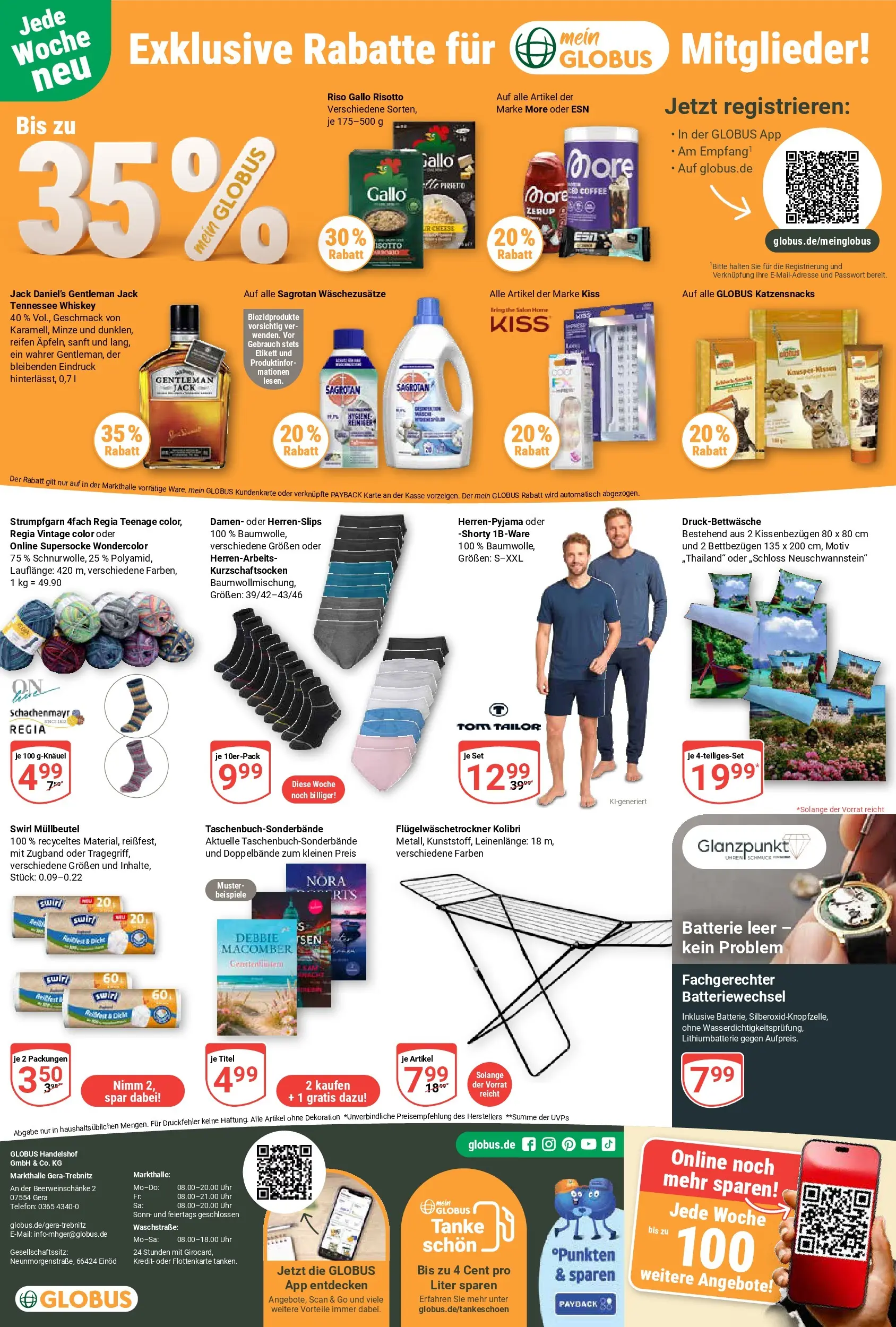 Globus Prospekt Gera	 (ab 20.04.2026) » Angebote online | Seite: 25 | Produkte: Batterie, Jack Daniel's, Whiskey, Uhr