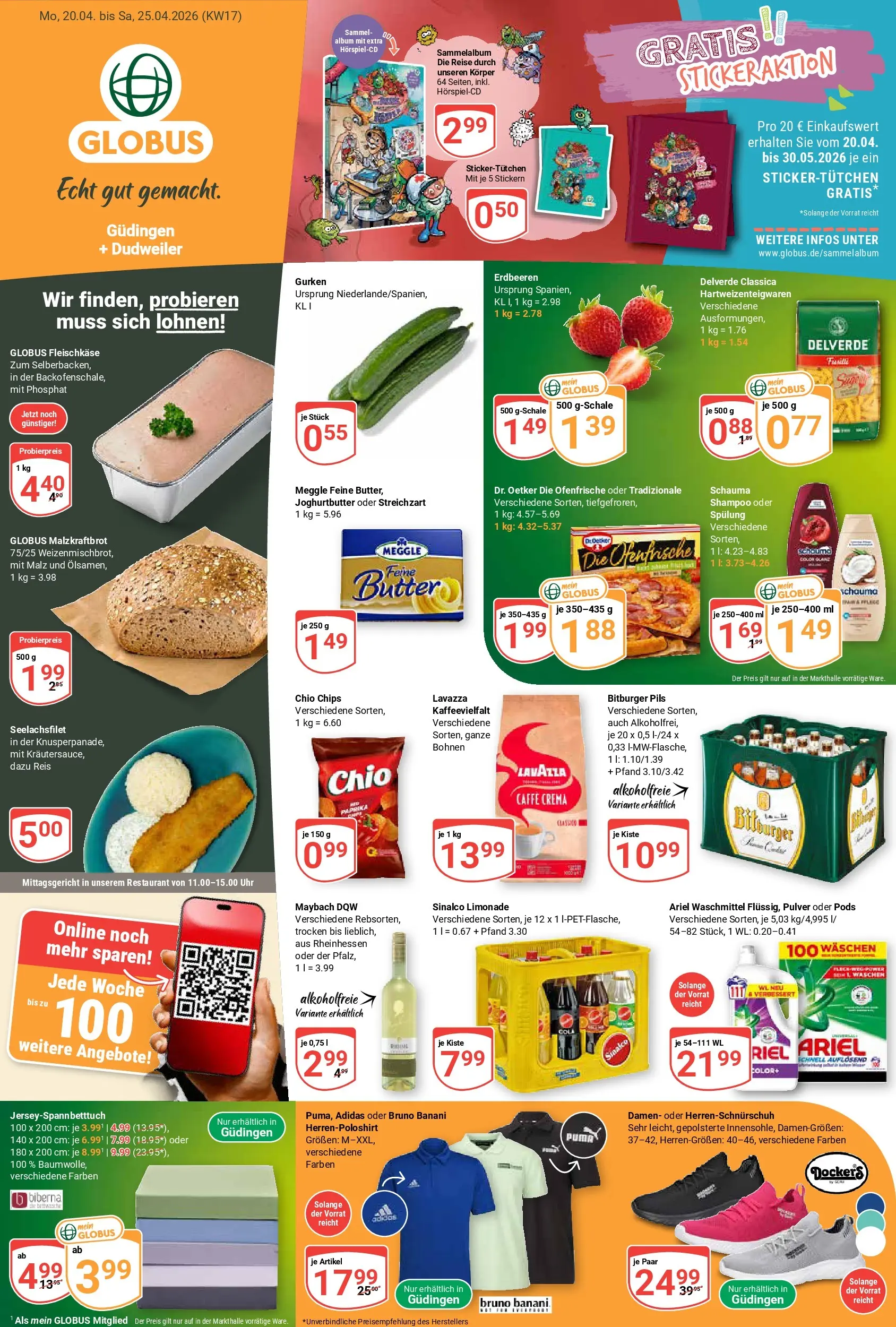Globus Prospekt Saarbrücken-Güdingen	 (ab 20.04.2026) » Angebote online | Seite: 1 | Produkte: Sinalco, Pils, Spülung, Erdbeeren