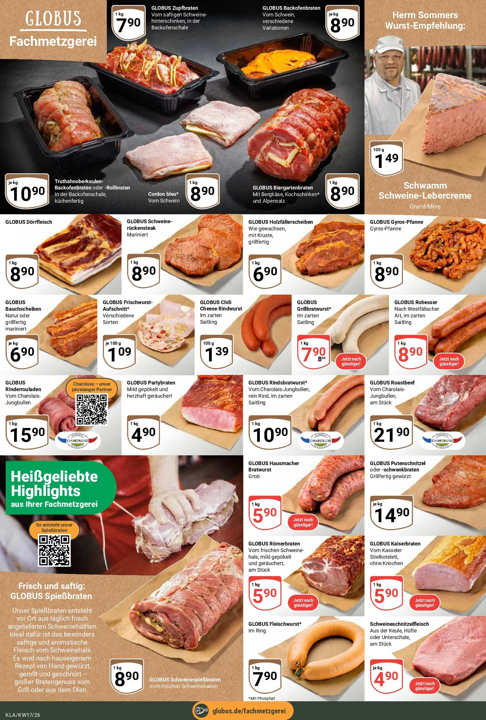 Globus Prospekt Kaiserslautern	 (ab 20.04.2026) » Angebote online | Seite: 9 | Produkte: Rinderrouladen, Bratwurst, Putenschnitzel, Fleisch