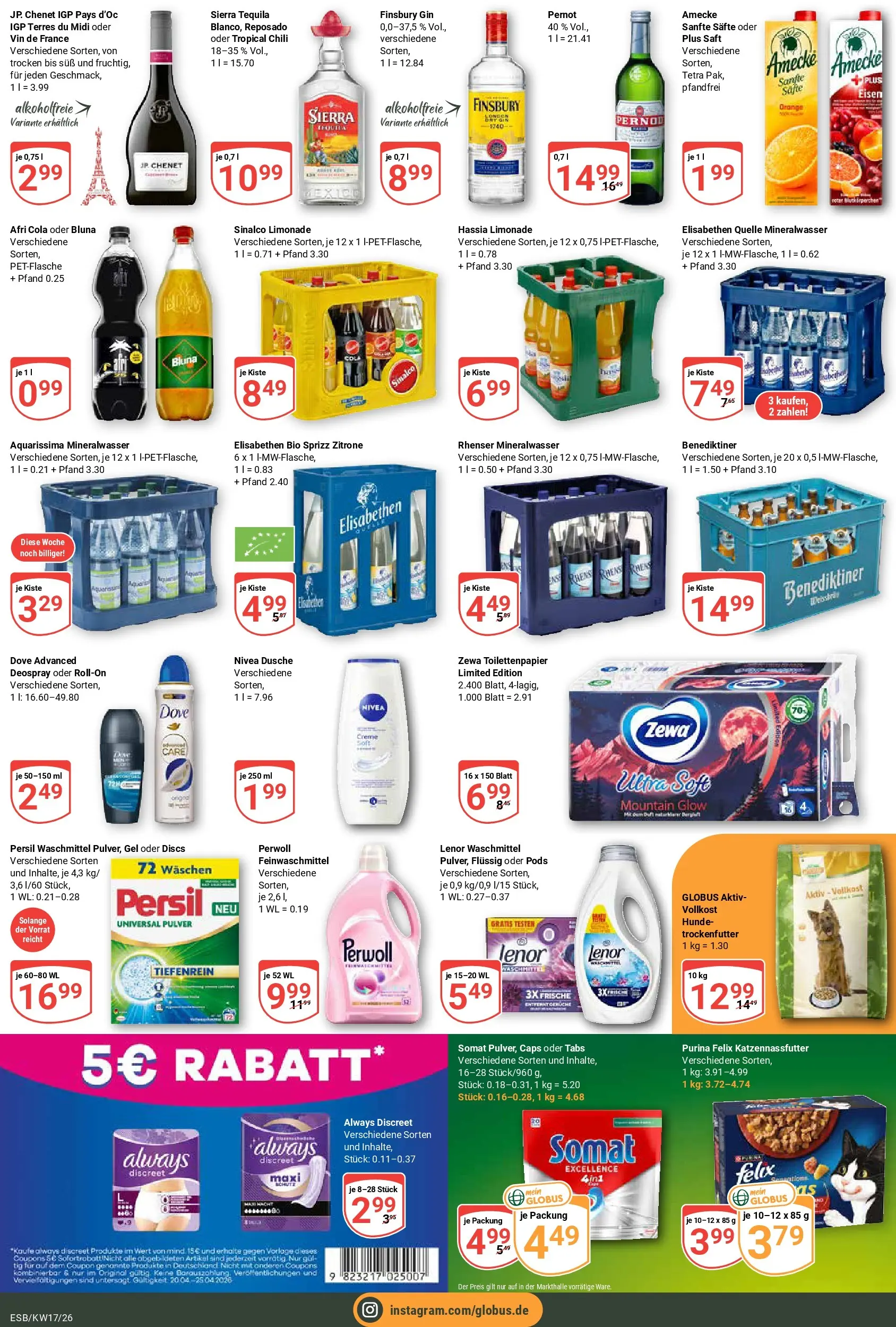 Globus Prospekt Eschborn	 (ab 20.04.2026) » Angebote online | Seite: 3 | Produkte: Sinalco, Zewa, Tequila, Toilettenpapier