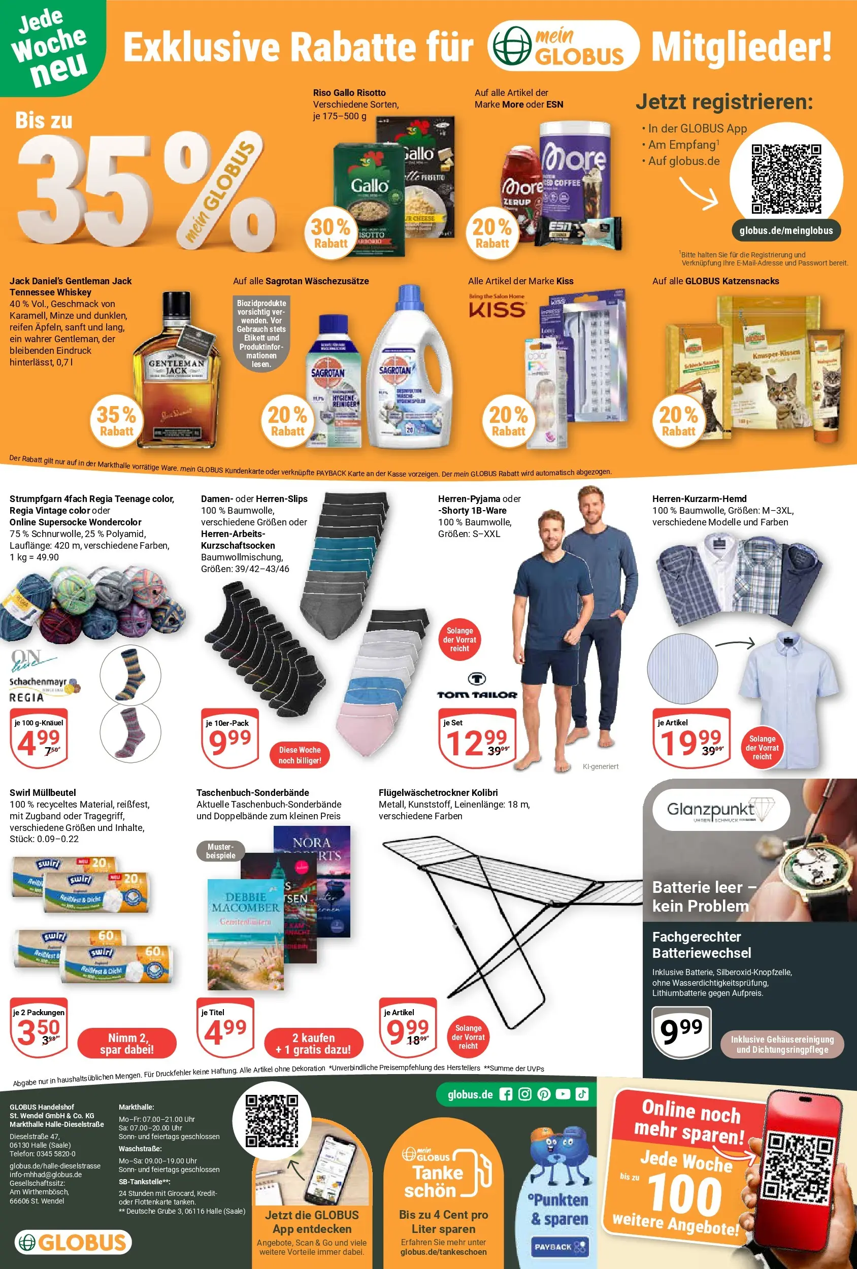 Globus Prospekt Halle (saale)	 (ab 20.04.2026) » Angebote online | Seite: 23 | Produkte: Batterie, Whiskey, Telefon, Uhr