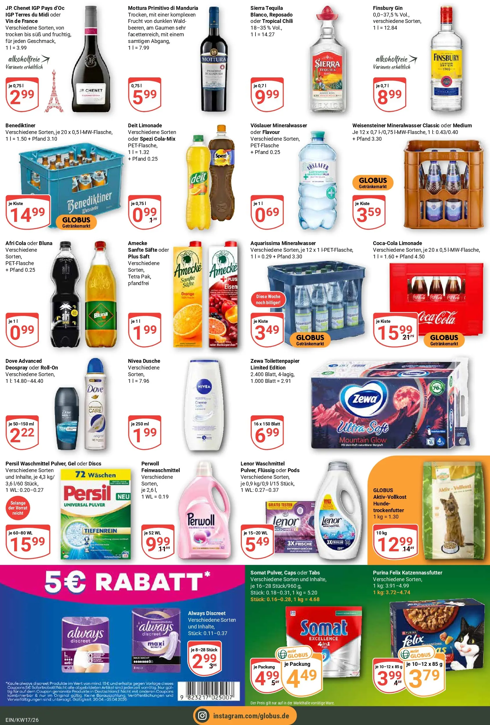 Globus Prospekt Homburg-Einöd	 (ab 20.04.2026) » Angebote online | Seite: 3 | Produkte: Coca cola, Zewa, Mineralwasser, Tequila
