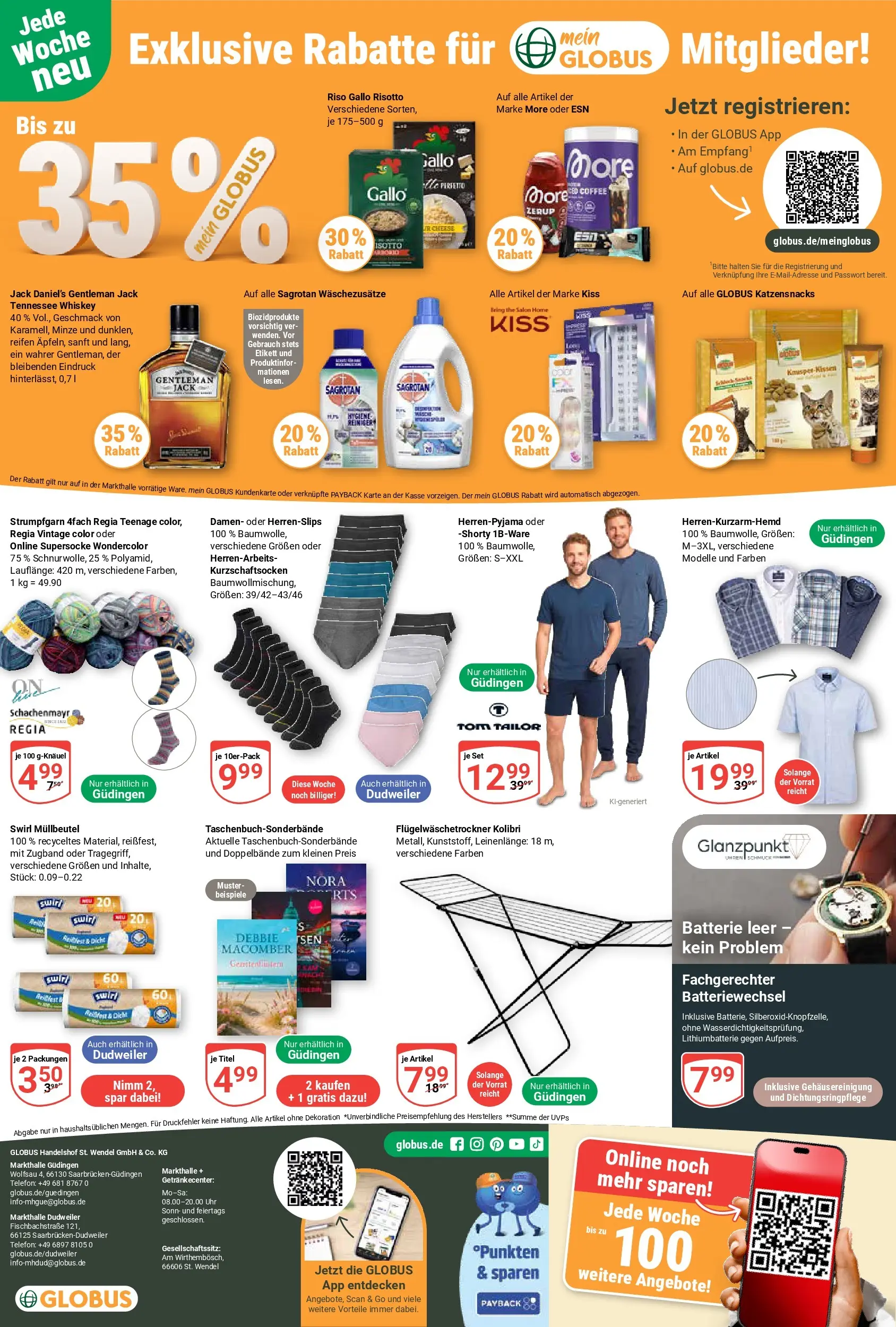 Globus Prospekt Saarbrücken-Güdingen	 (ab 20.04.2026) » Angebote online | Seite: 24 | Produkte: Batterie, Jack Daniel's, Whiskey, Uhr