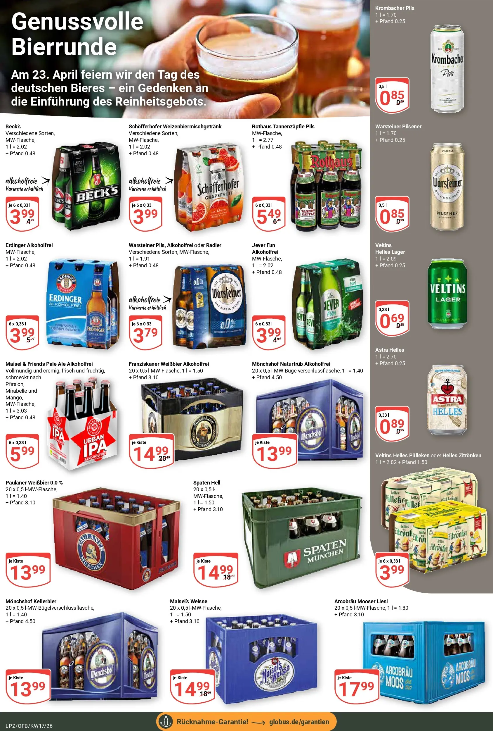 Globus Prospekt Leipzig	 (ab 20.04.2026) » Angebote online | Seite: 19 | Produkte: Helles pulleken, Erdinger, Weißbier, Veltins