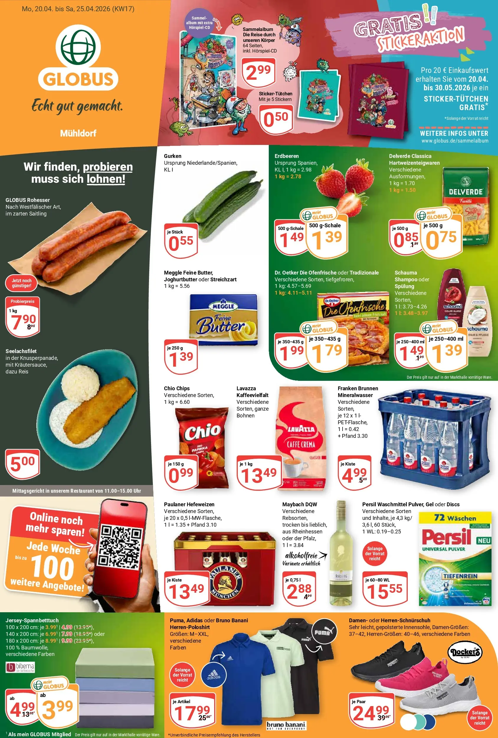 Globus Prospekt Mühldorf	 (ab 20.04.2026) » Angebote online | Seite: 1 | Produkte: Lavazza, Ofenfrische, Gurken, Paulaner