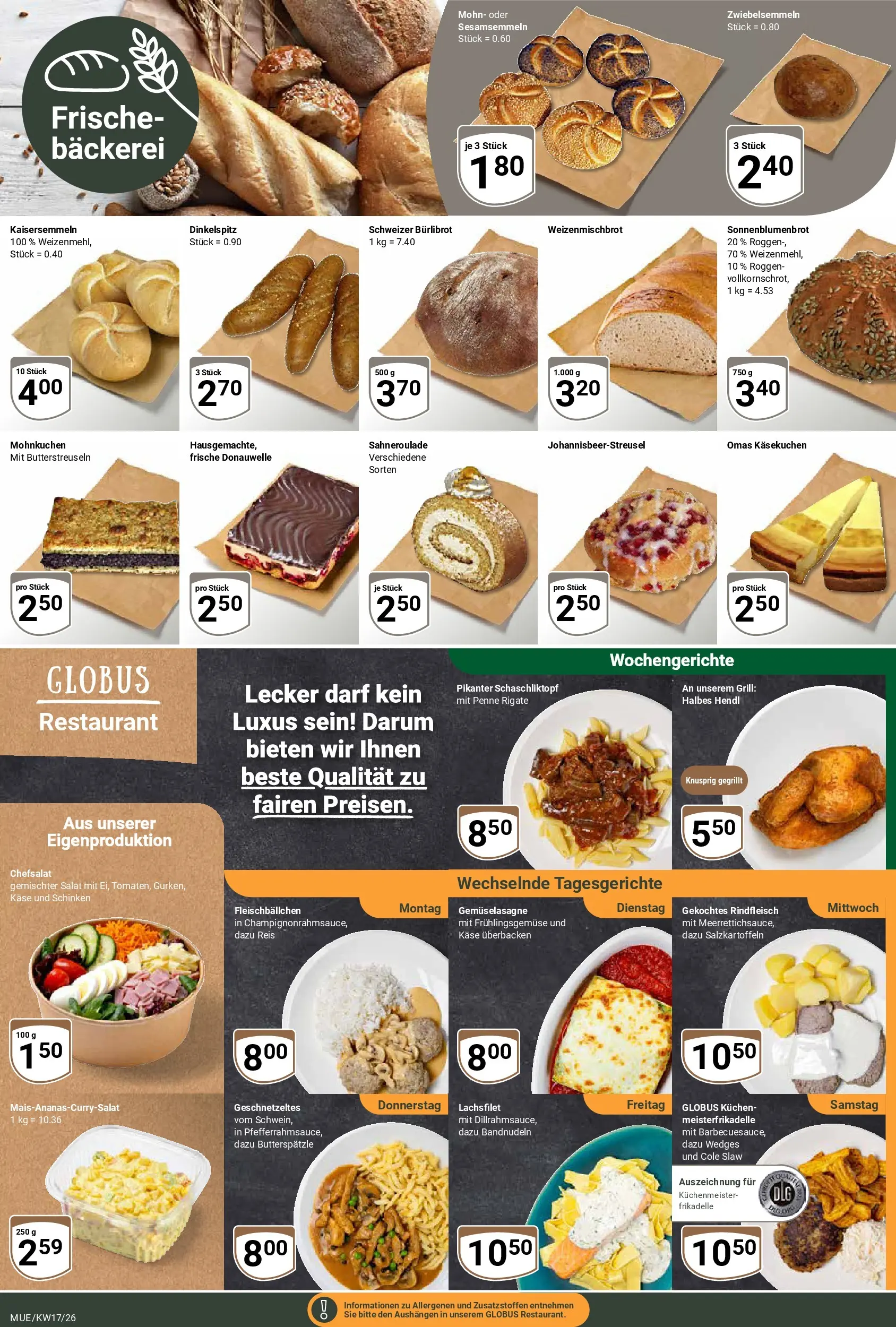 Globus Prospekt Mühldorf	 (ab 20.04.2026) » Angebote online | Seite: 10 | Produkte: Bäckerei, Käse, Schinken, Reis
