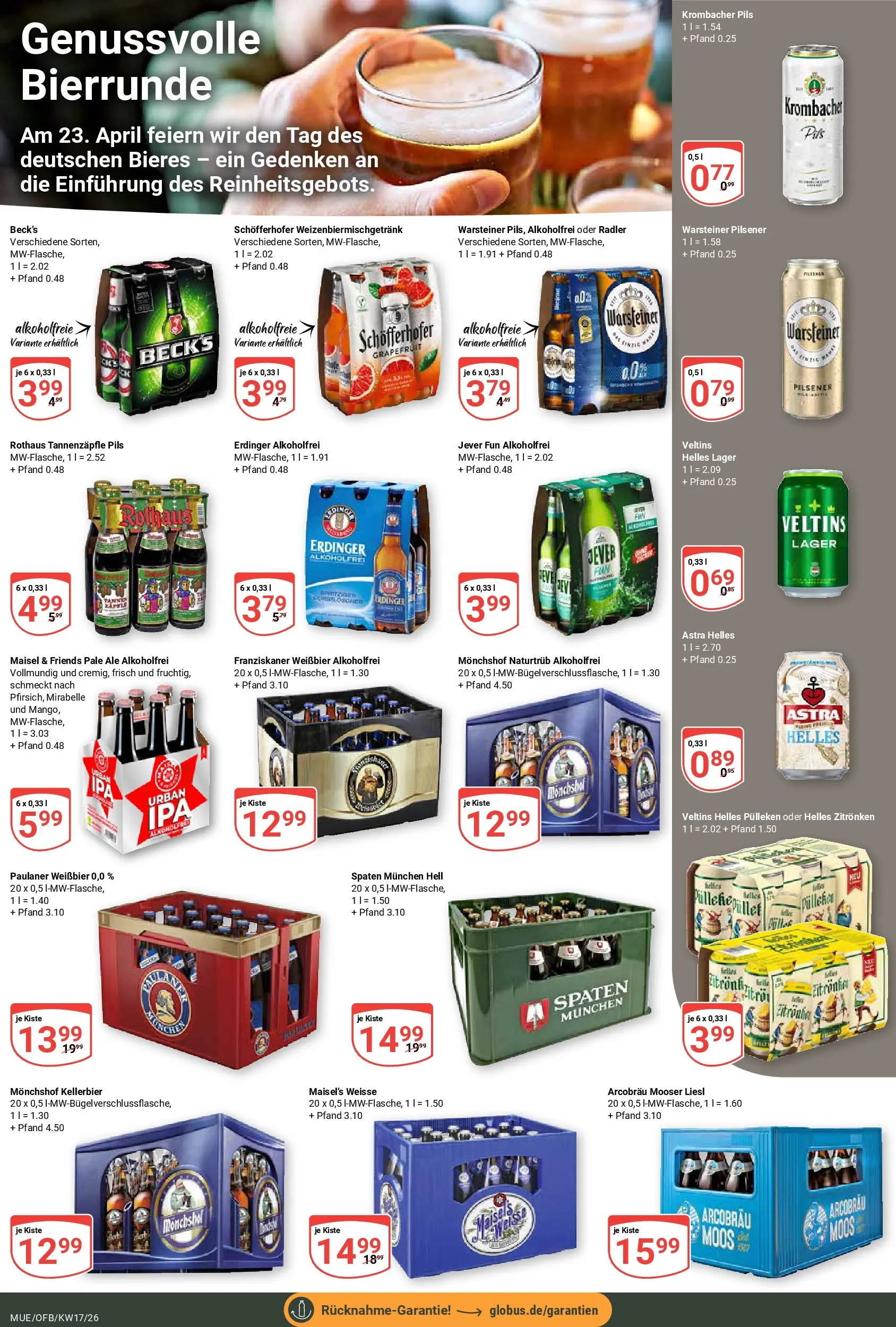 Globus Prospekt Mühldorf	 (ab 20.04.2026) » Angebote online | Seite: 17 | Produkte: Helles pulleken, Jever, Krombacher, Veltins