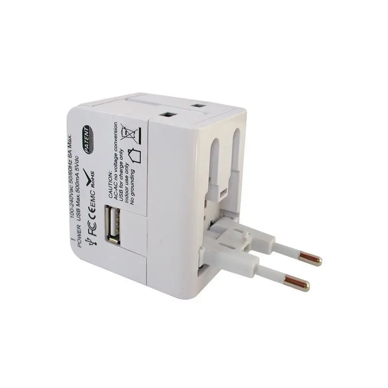 Адаптер DIVA TRAVEL US/UK/EU БЯЛ + USB