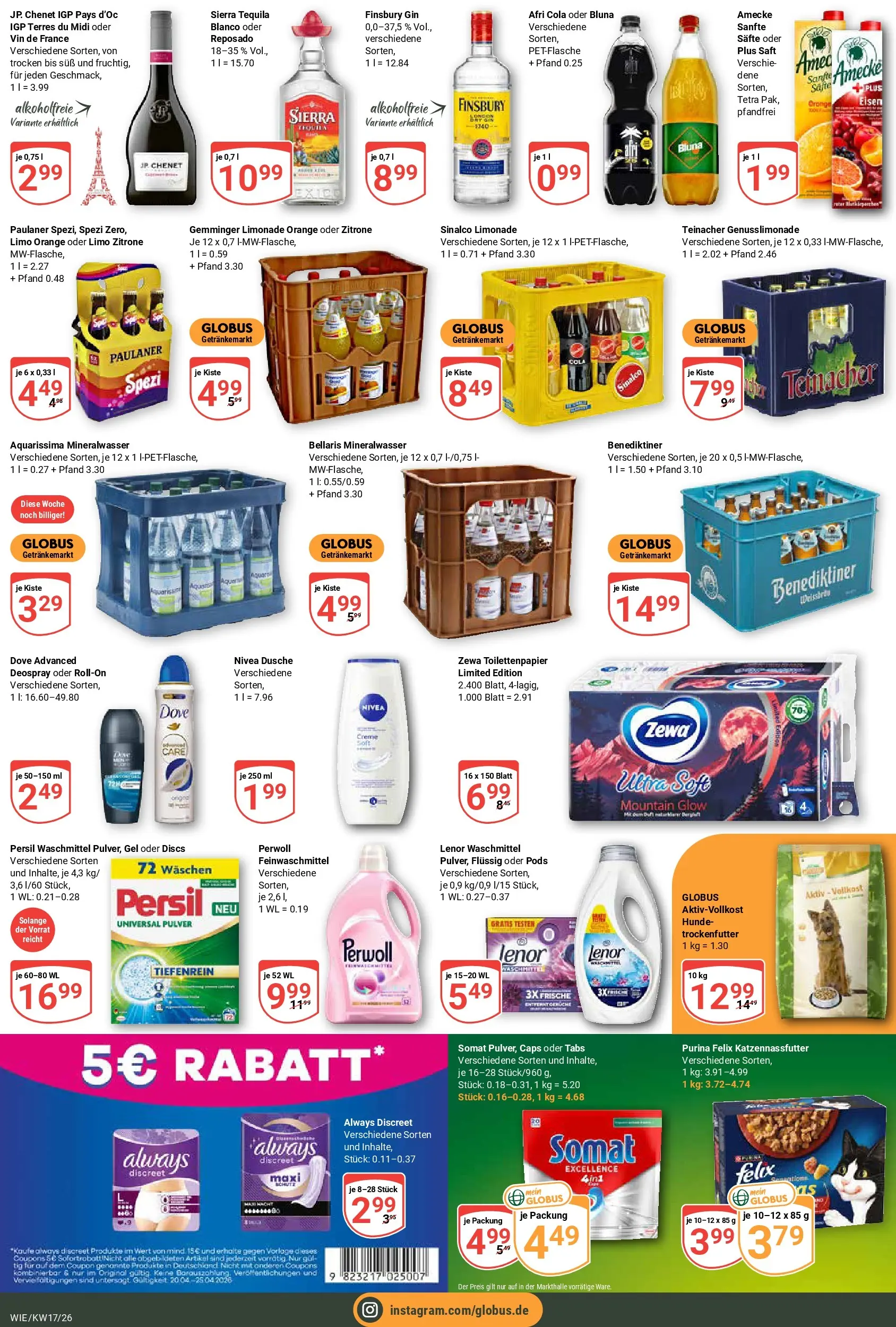 Globus Prospekt Waghäusel	 (ab 20.04.2026) » Angebote online | Seite: 3 | Produkte: Sinalco, Dusche, Perwoll, Persil