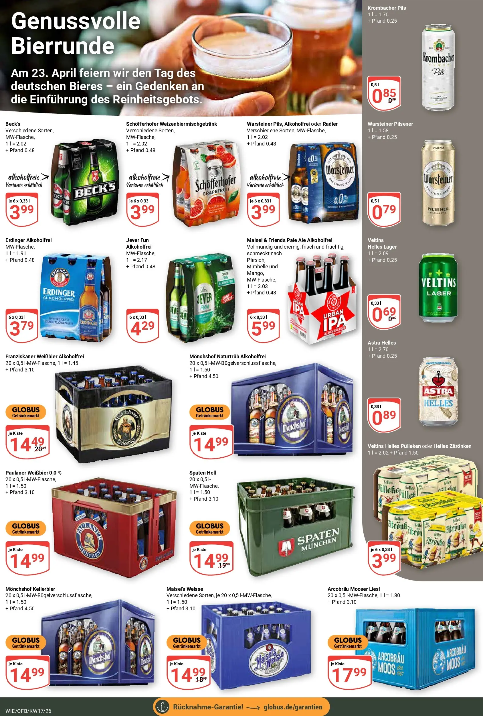 Globus Prospekt Waghäusel	 (ab 20.04.2026) » Angebote online | Seite: 18 | Produkte: Erdinger, Radler, Warsteiner, Jever