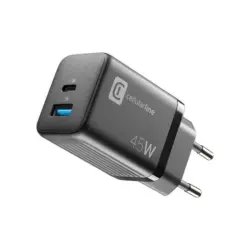 Зарядно устройство Cellularline 220V PD GaN USB, USB-C 45W