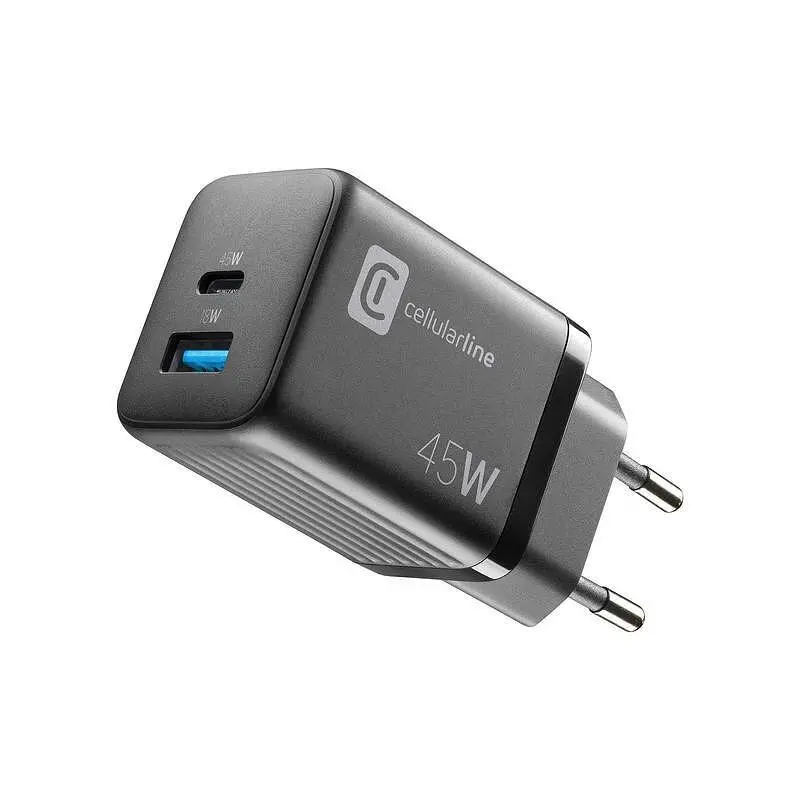 Зарядно устройство Cellularline 220V PD GaN USB, USB-C 45W