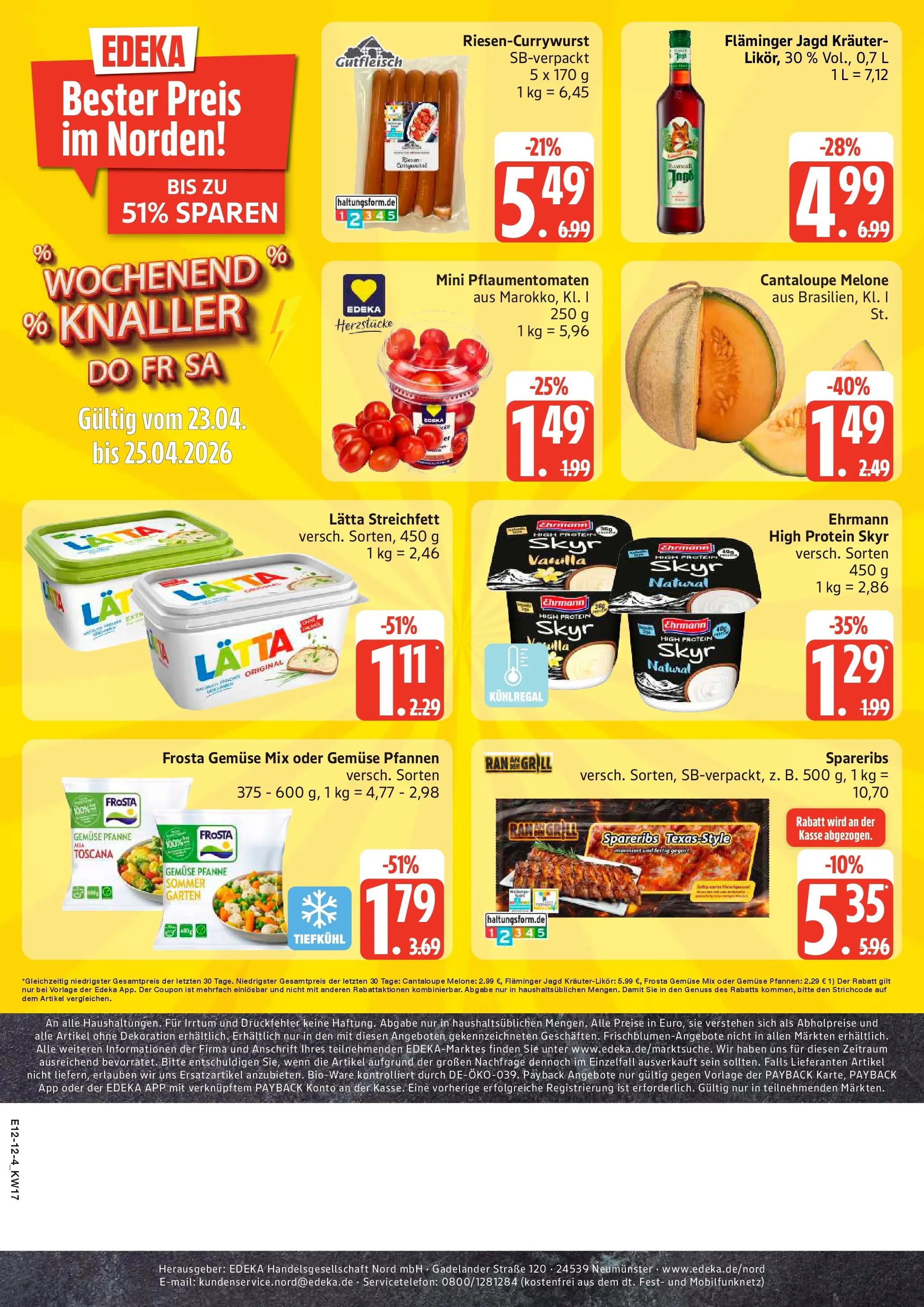 Edeka prospekt Rostock-Gehlsdorf	 (ab 20.04.2026) » Angebote Online | Seite: 12 | Produkte: Frosta, Skyr, Melone, Lätta