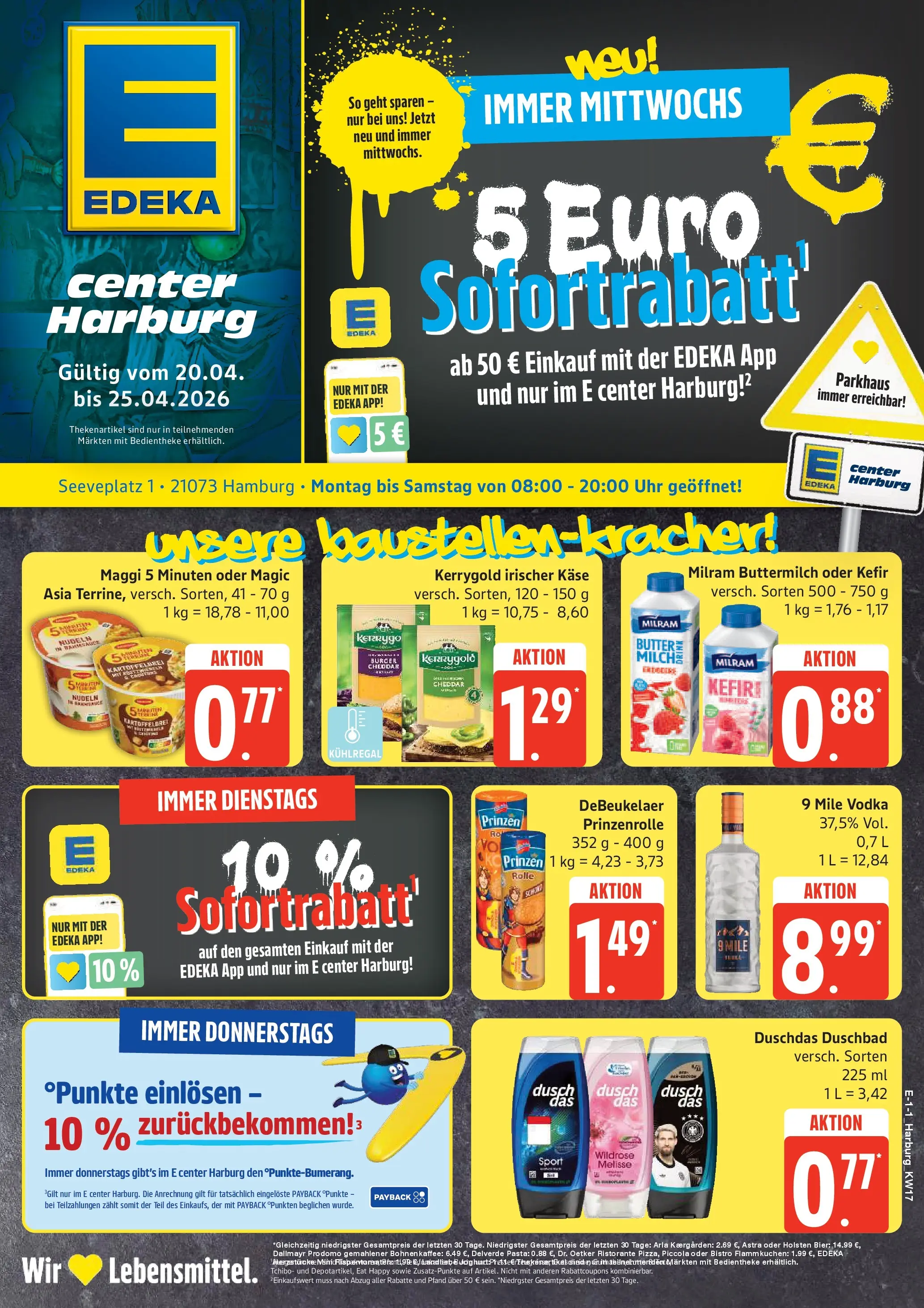 Edeka prospekt Hamburg	 (ab 20.04.2026) » Angebote Online | Seite: 1 | Produkte: Kefir, Burger, Milram, Nudeln