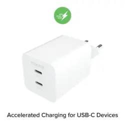 Зарядно устройство Mophie Essentials Dual USB-C-PD-50W 409911854