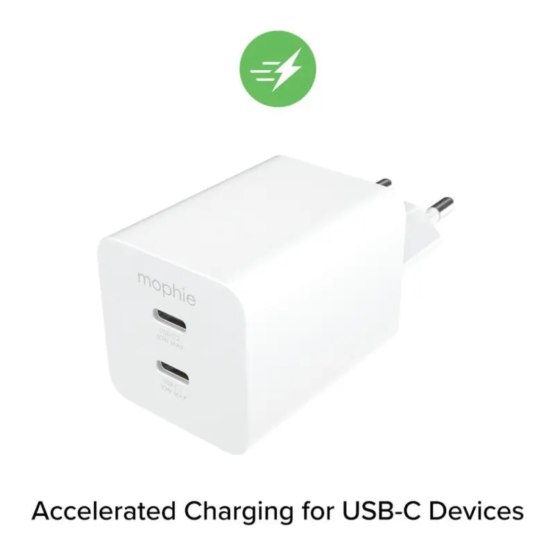 Зарядно устройство Mophie Essentials Dual USB-C-PD-50W 409911854