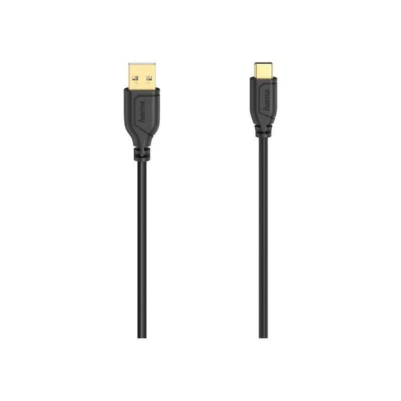 Кабел Hama 200634 FLEXI-SLIM BLACK USB-TYPE C 0.75