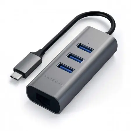 HUB USB Satechi Aluminium Type-C Hub (3x USB 3.0, Ethernet)