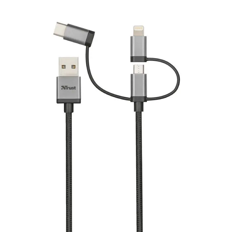 Кабел Trust 3 in 1 USB/microUSB/USB-C/lightning 1M