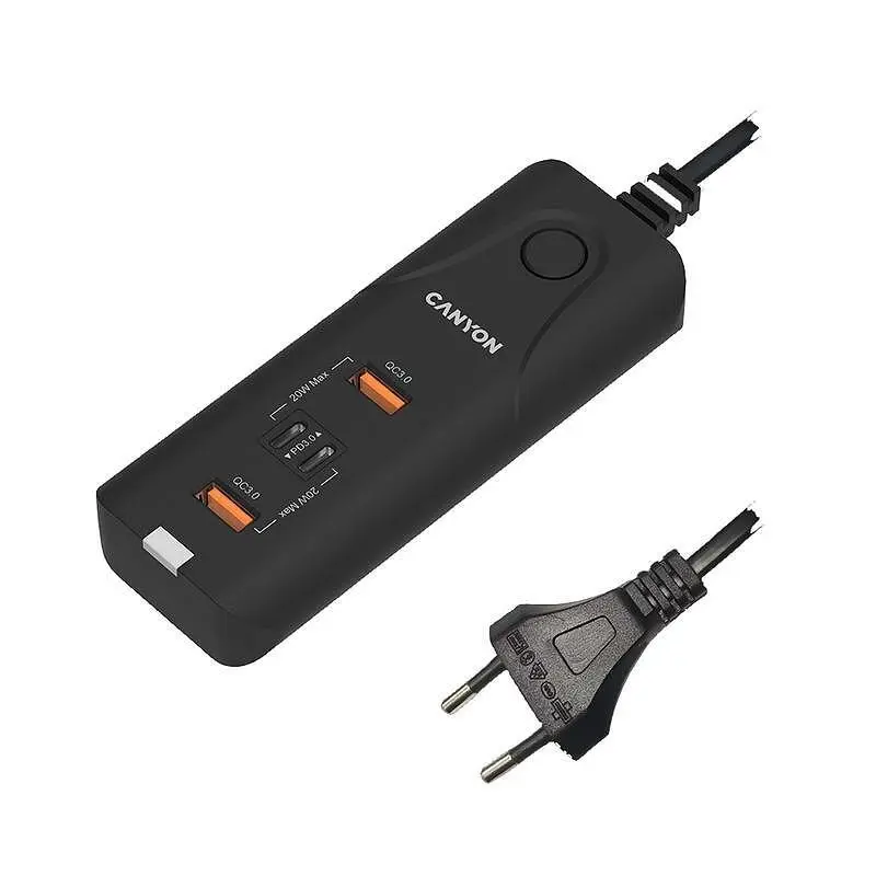 Зарядно устройство Canyon CNE-CHA10B 100-240/5V 2xUSB-A+2xUSB-C 40W