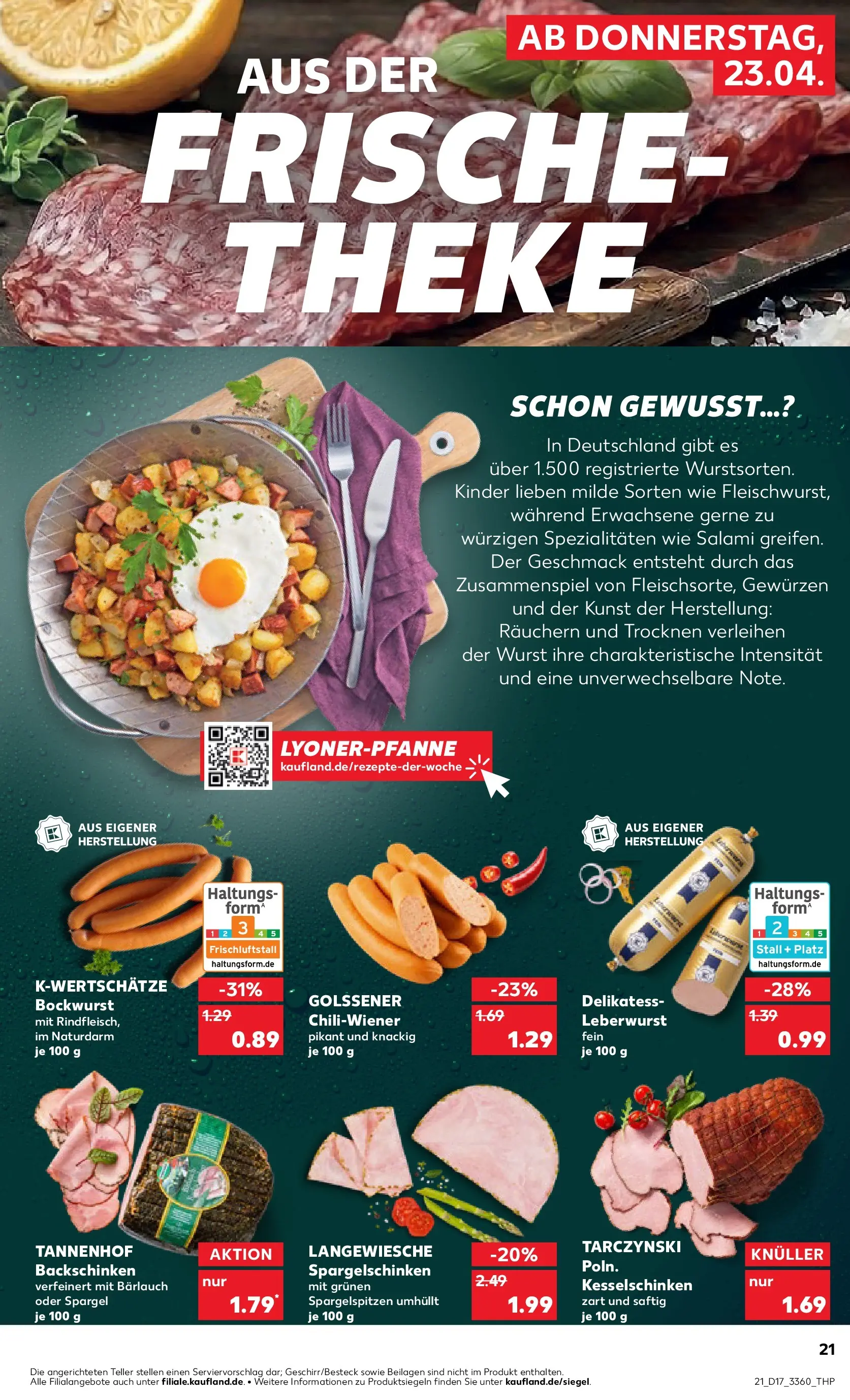 Prospekt Kaufland ab 22.04.2026 » Angebote Online zum Blättern | Seite: 21 | Produkte: Bockwurst, Theke, Spargel, Wurst