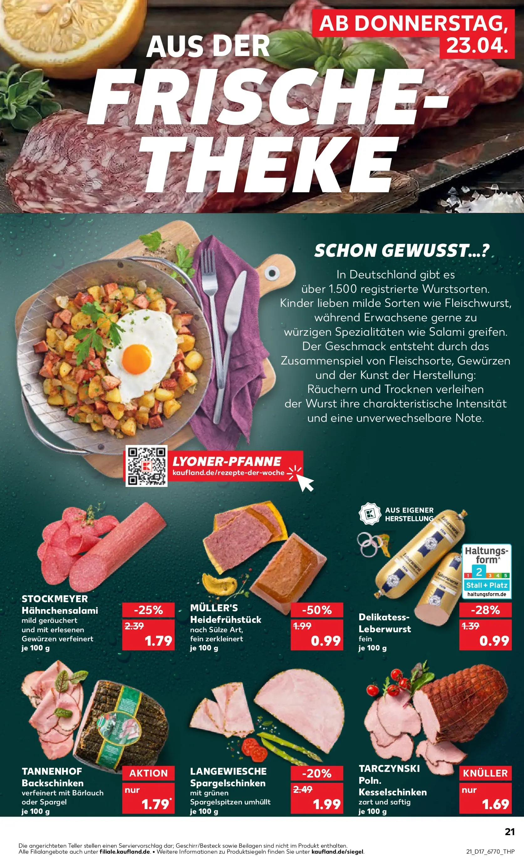 Prospekt Kaufland ab 22.04.2026 » Angebote Online zum Blättern | Seite: 21 | Produkte: Theke, Spargel, Wurst, Salami