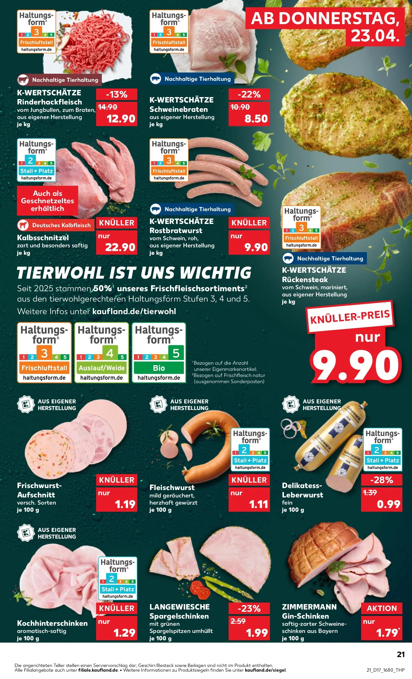 Prospekt Kaufland ab 22.04.2026 » Angebote Online zum Blättern | Seite: 21 | Produkte: Schinken, Steak