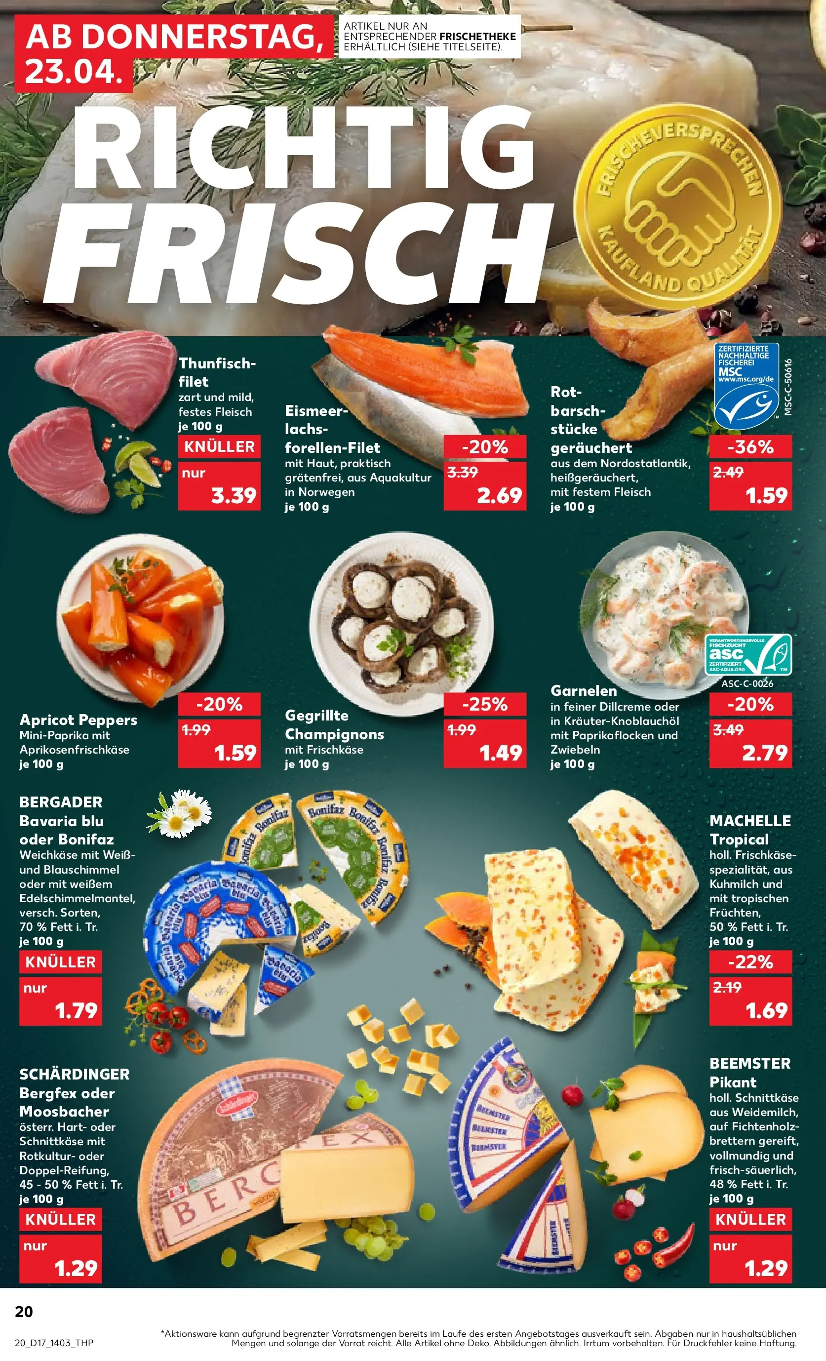 Prospekt Kaufland ab 20.04.2026 » Angebote Online zum Blättern | Seite: 32 | Produkte: Lachs, Zwiebeln, Fleisch, Frischkase