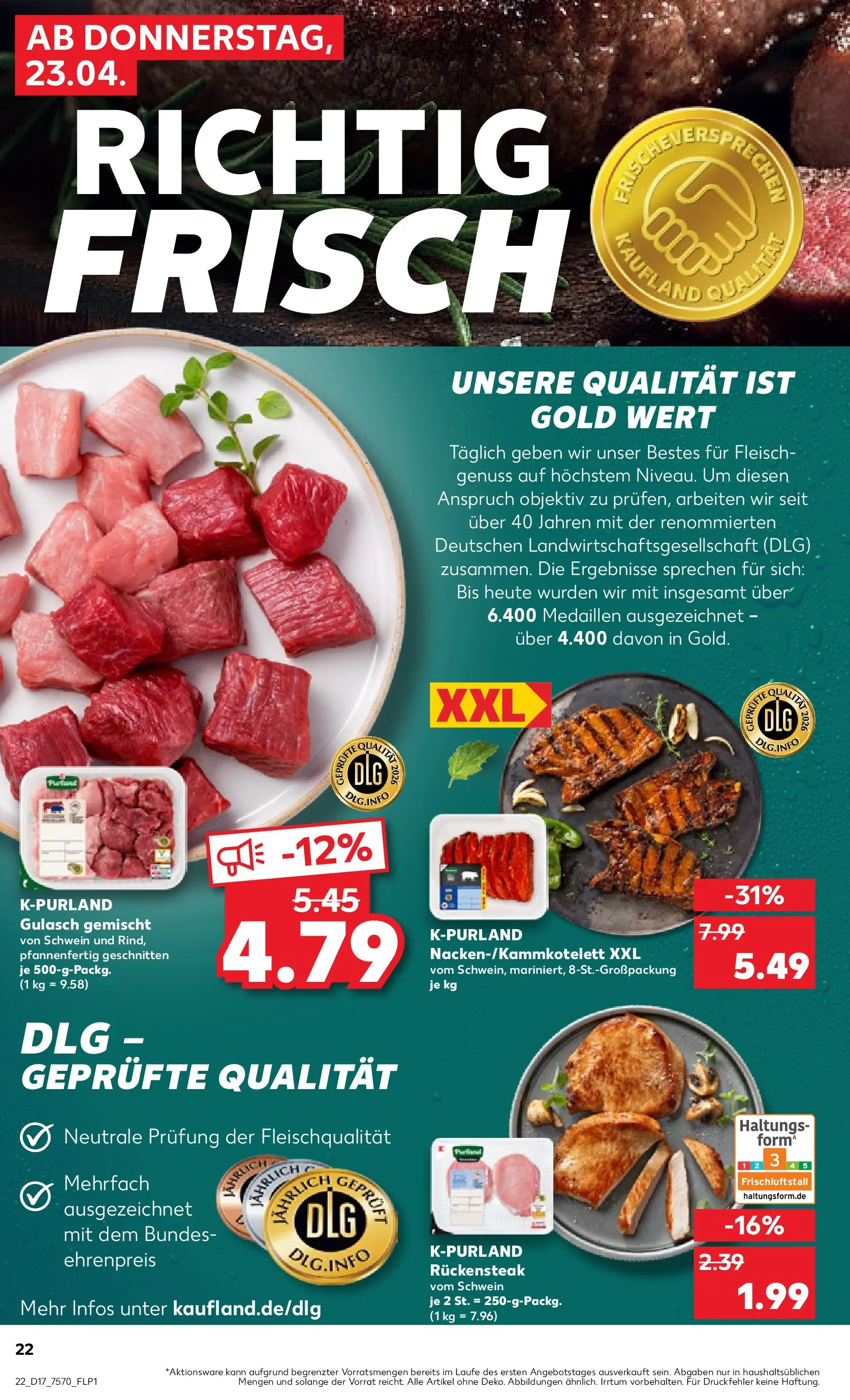 Prospekt Kaufland ab 20.04.2026 » Angebote Online zum Blättern | Seite: 34 | Produkte: Gulasch, Fleisch, Objektiv