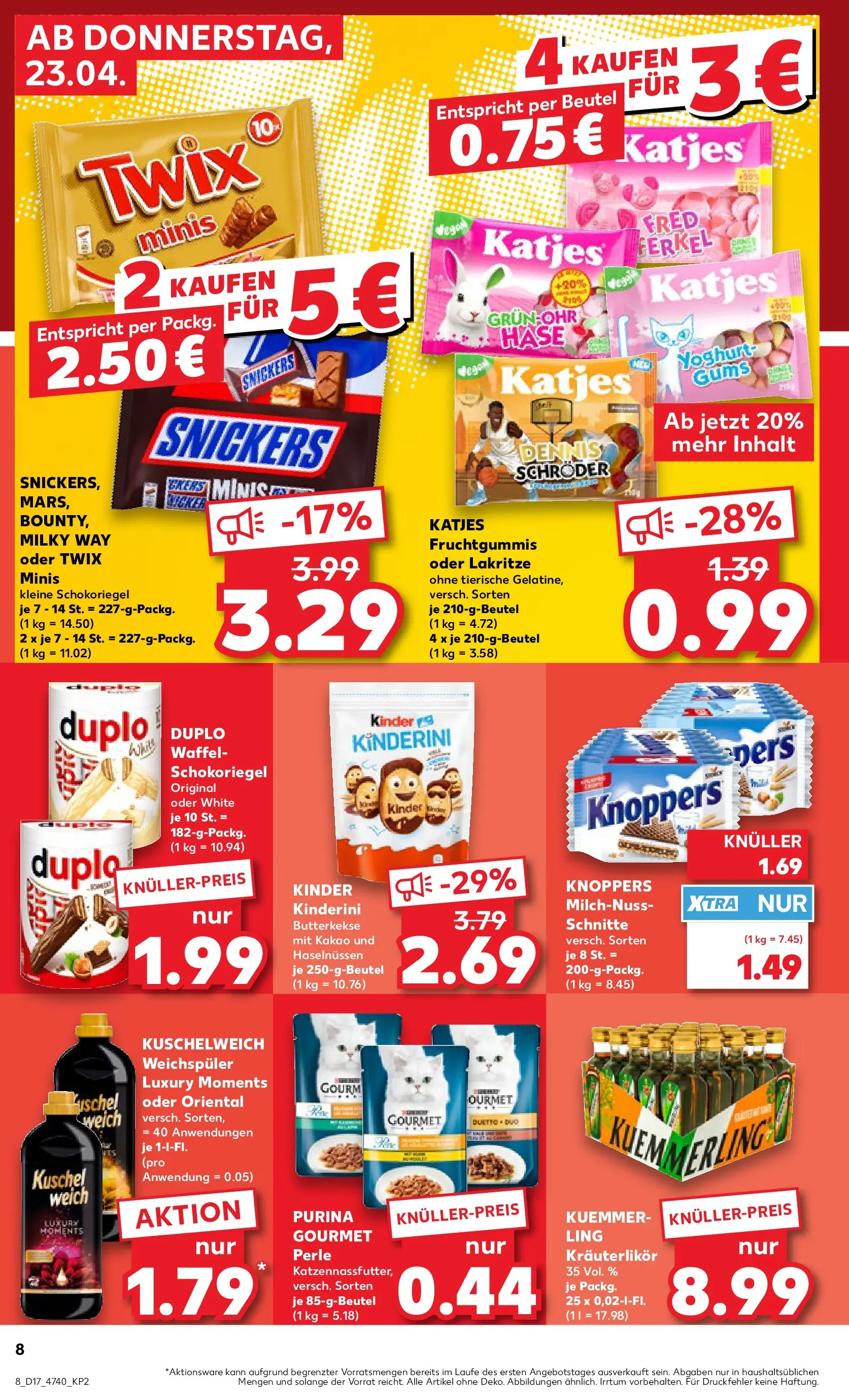 Prospekt Kaufland ab 23.04.2026 » Angebote Online zum Blättern | Seite: 8 | Produkte: Snickers, Twix, Butterkekse, Knoppers