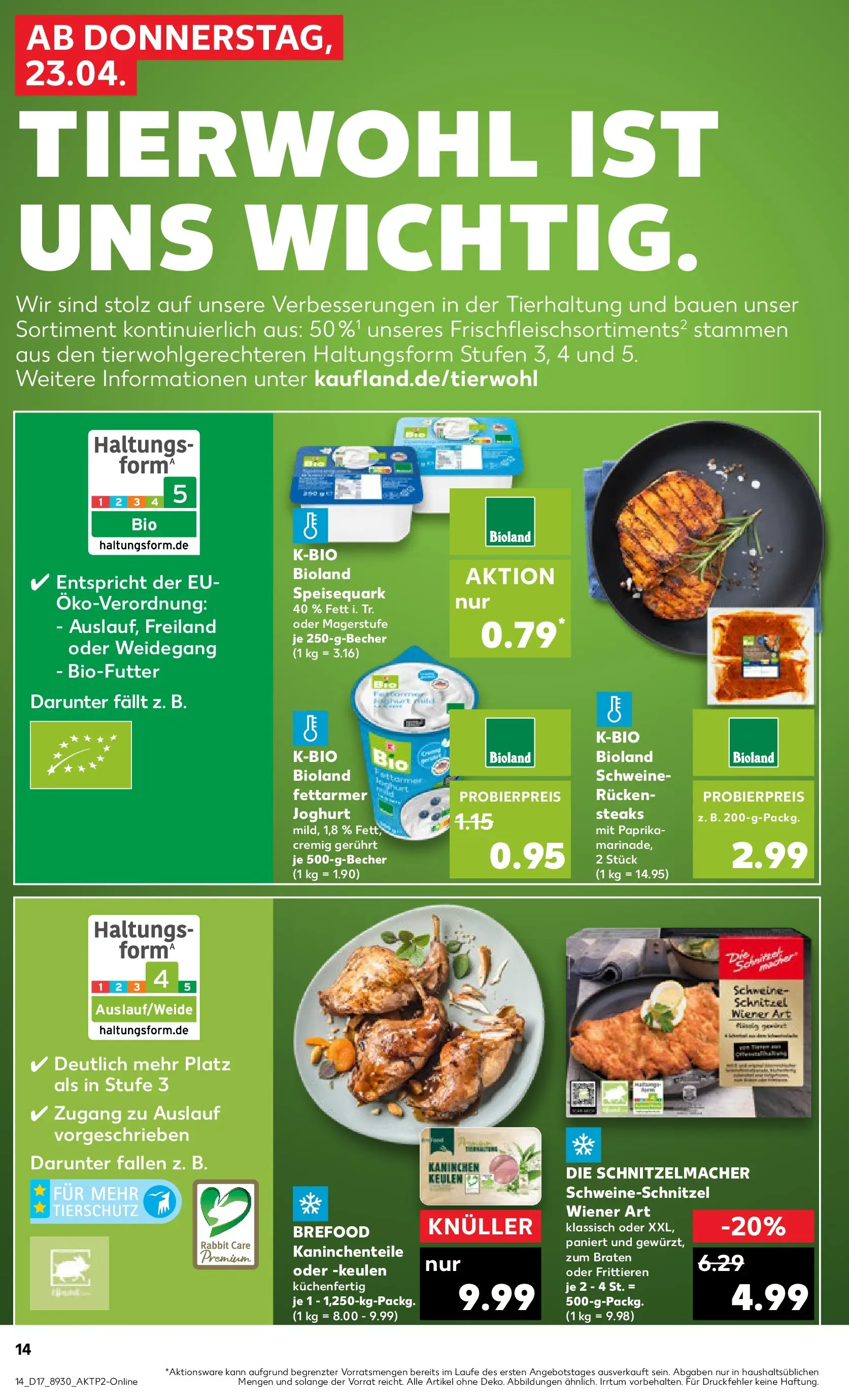 Prospekt Kaufland ab 22.04.2026 » Angebote Online zum Blättern | Seite: 14 | Produkte: Joghurt, Schnitzel, Paprika, Speisequark