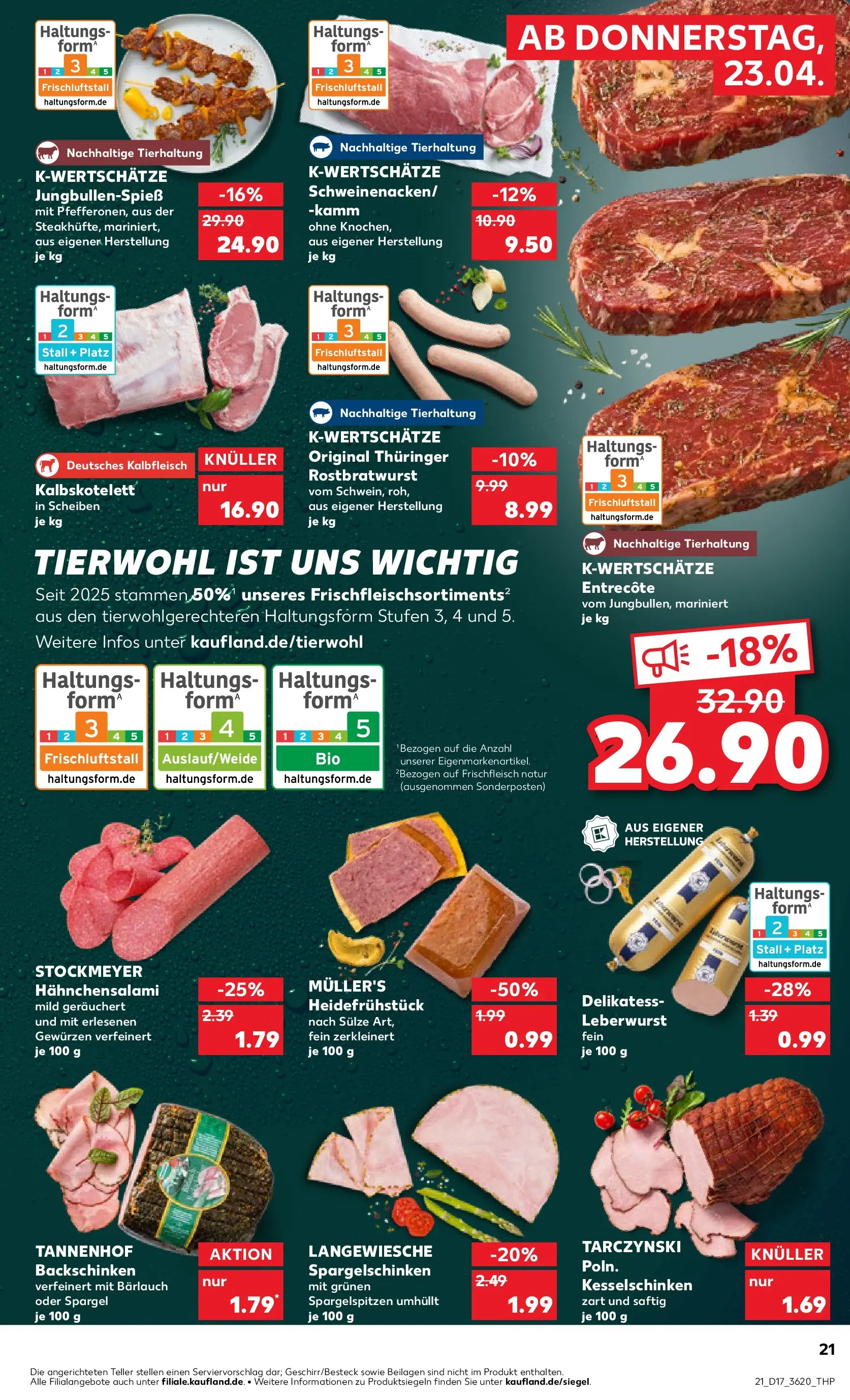 Prospekt Kaufland ab 22.04.2026 » Angebote Online zum Blättern | Seite: 21 | Produkte: Entrecote, Spargel, Salami