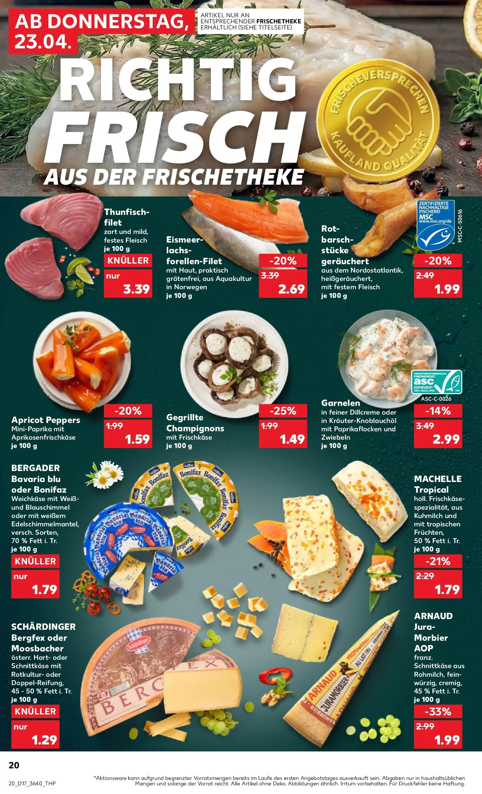 Prospekt Kaufland ab 22.04.2026 » Angebote Online zum Blättern | Seite: 20 | Produkte: Garnelen, Zwiebeln, Fleisch, Frischkase