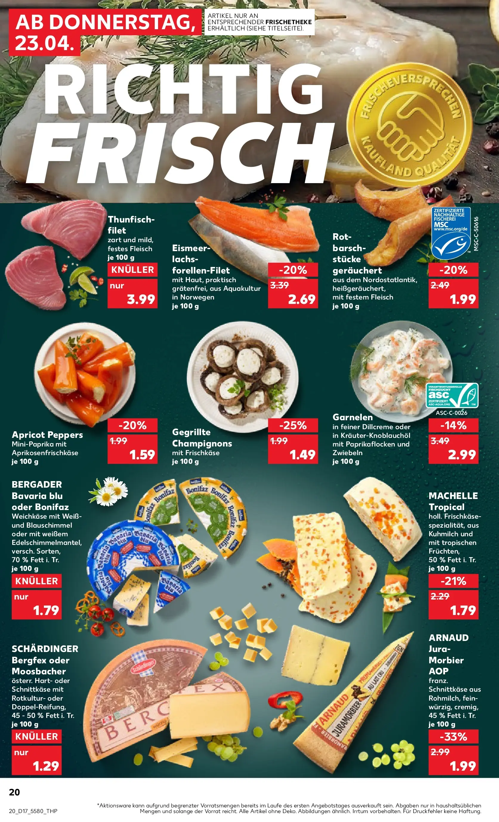 Prospekt Kaufland ab 20.04.2026 » Angebote Online zum Blättern | Seite: 32 | Produkte: Lachs, Zwiebeln, Fleisch, Frischkase