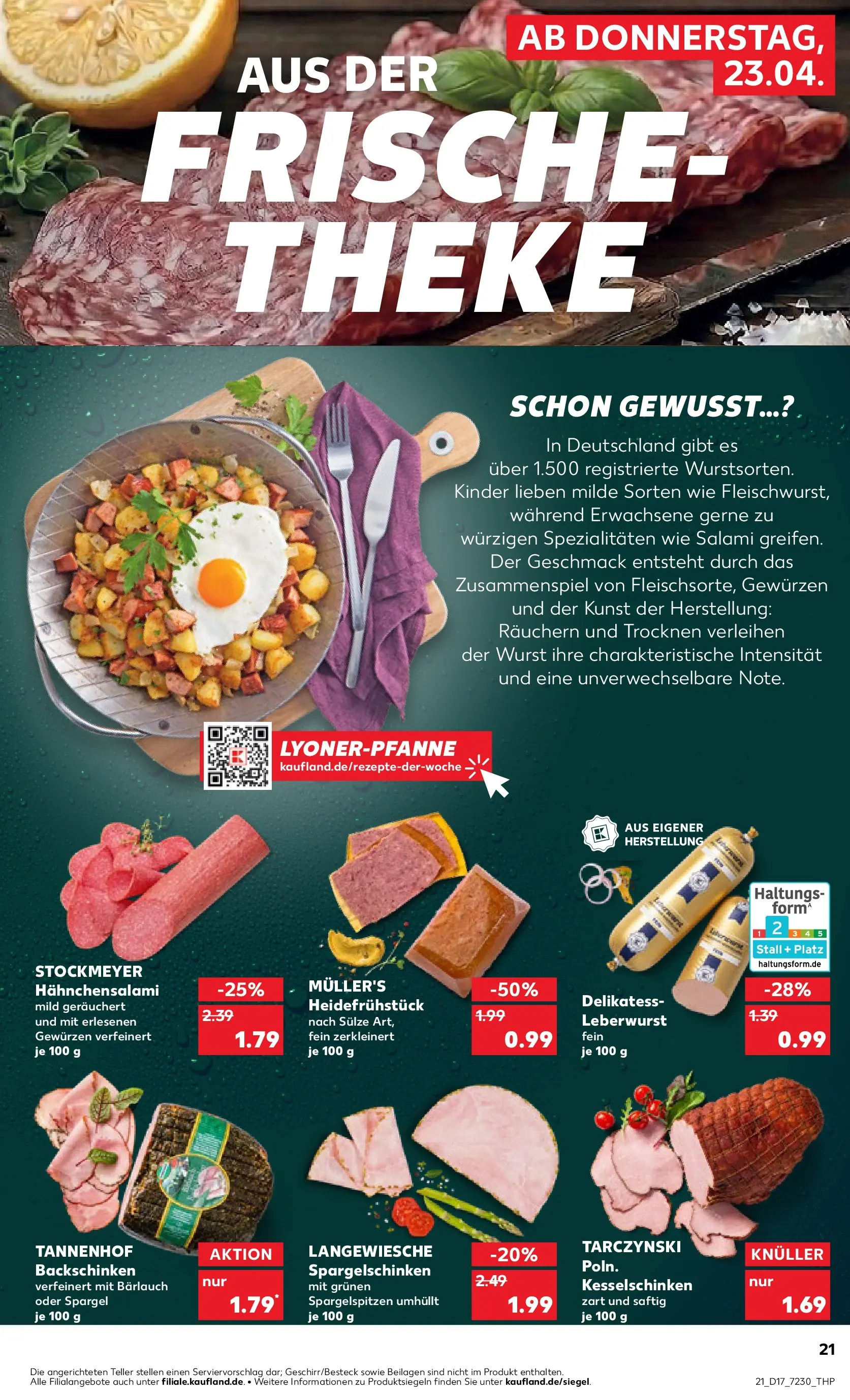 Prospekt Kaufland ab 22.04.2026 » Angebote Online zum Blättern | Seite: 21 | Produkte: Theke, Spargel, Wurst, Salami