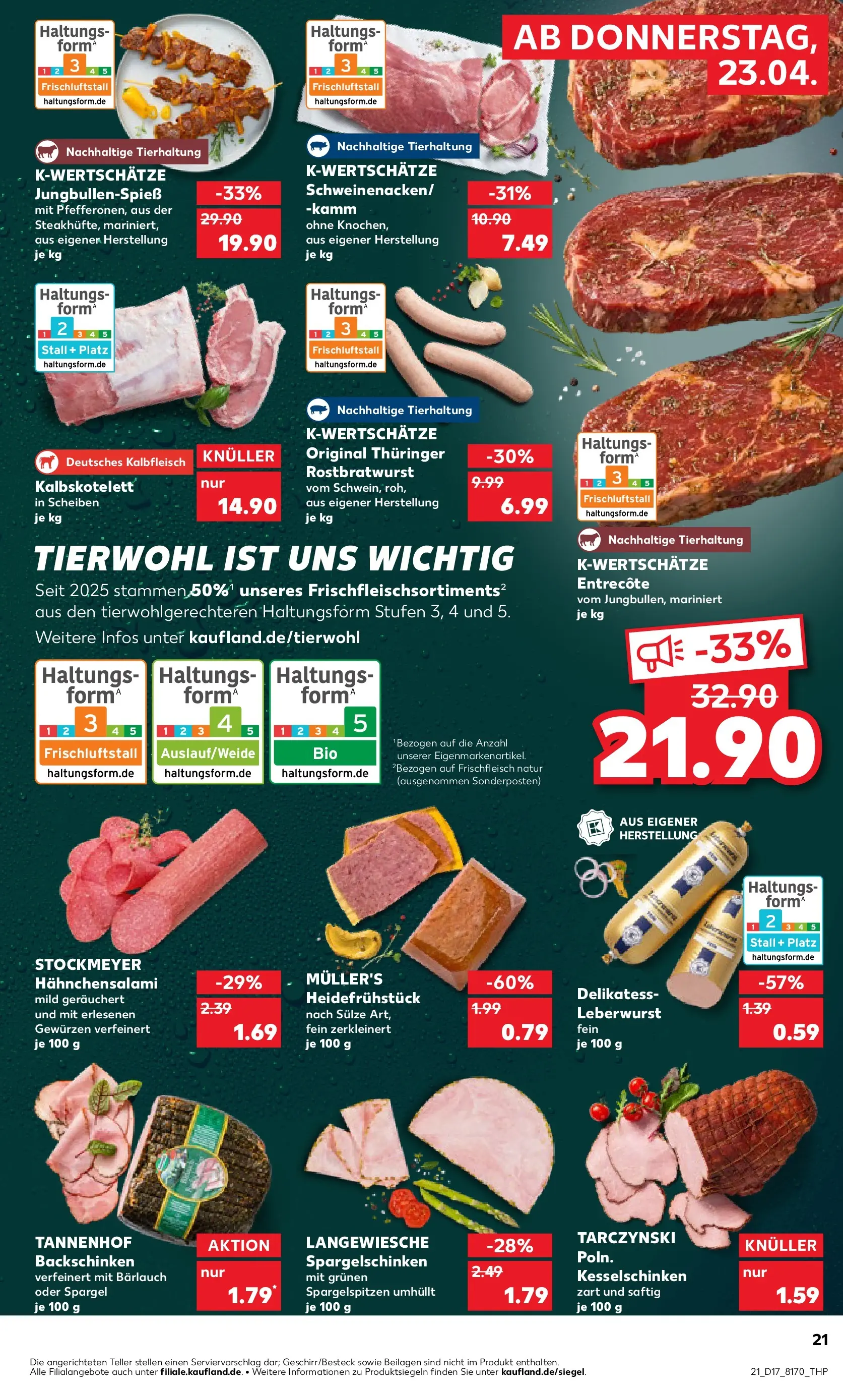 Prospekt Kaufland ab 20.04.2026 » Angebote Online zum Blättern | Seite: 33 | Produkte: Entrecote, Spargel, Salami