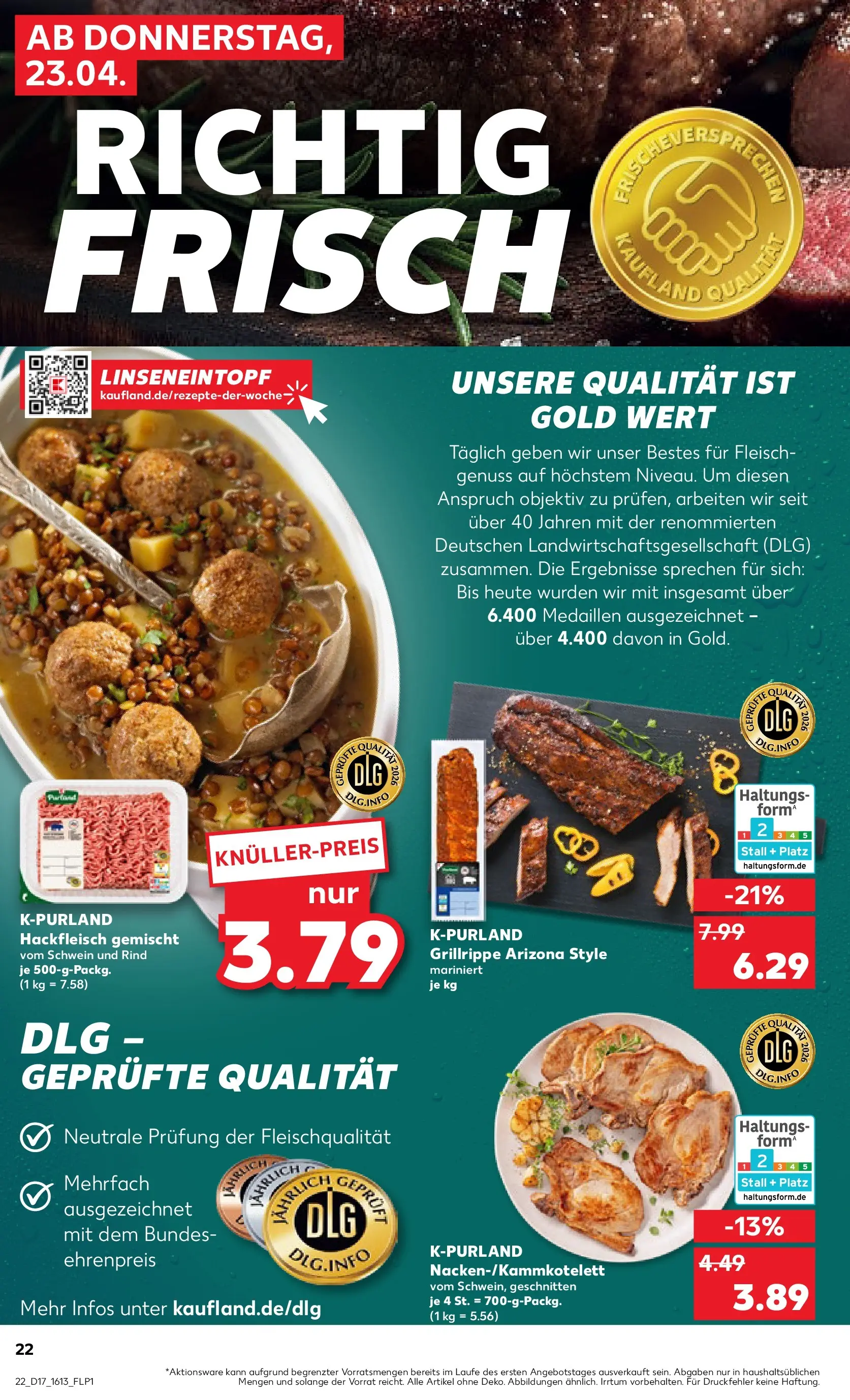 Prospekt Kaufland ab 20.04.2026 » Angebote Online zum Blättern | Seite: 34 | Produkte: Fleisch, Objektiv, Hackfleisch