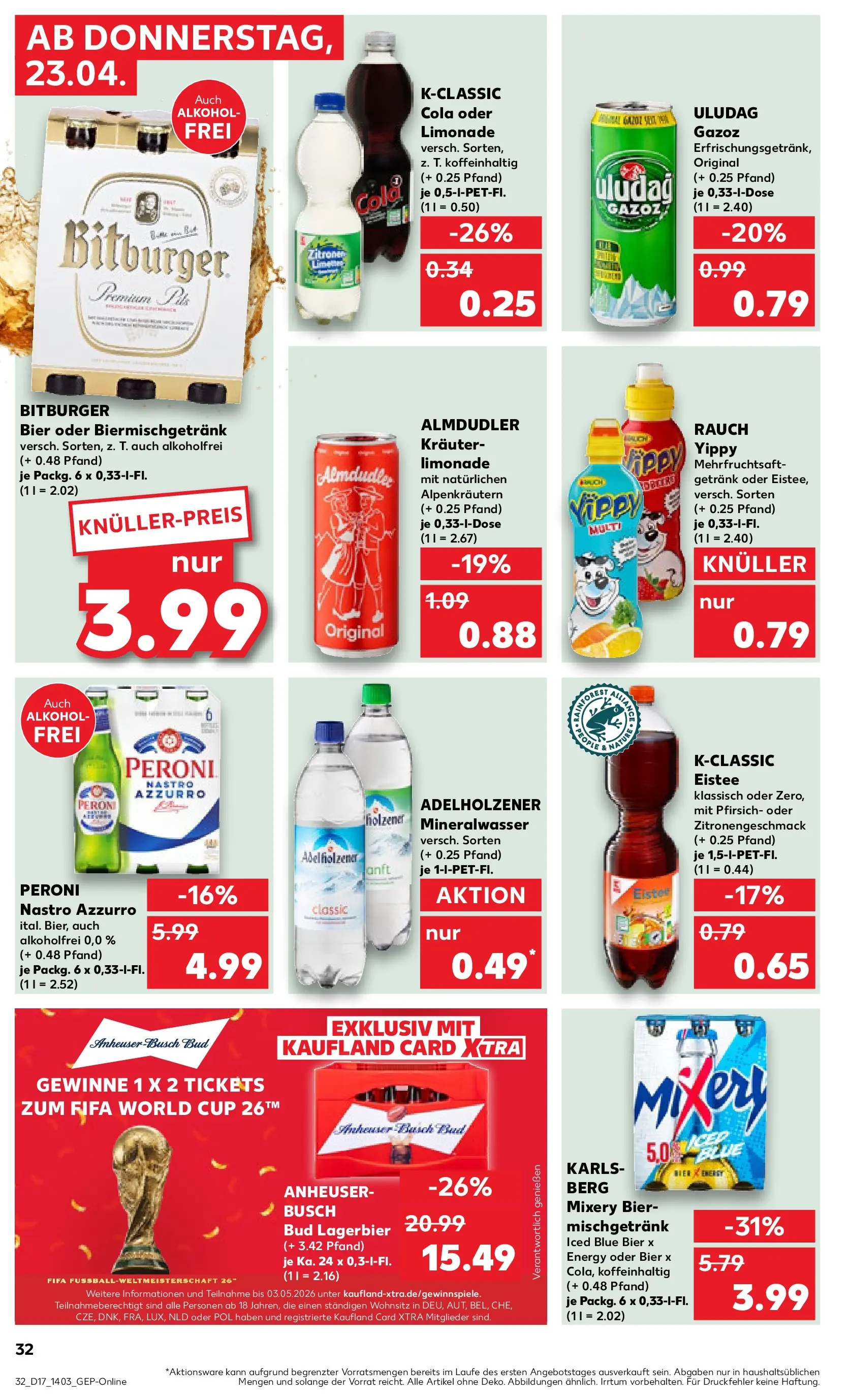 Prospekt Kaufland ab 20.04.2026 » Angebote Online zum Blättern | Seite: 44 | Produkte: Bitburger, Bier, Adelholzener, Mineralwasser