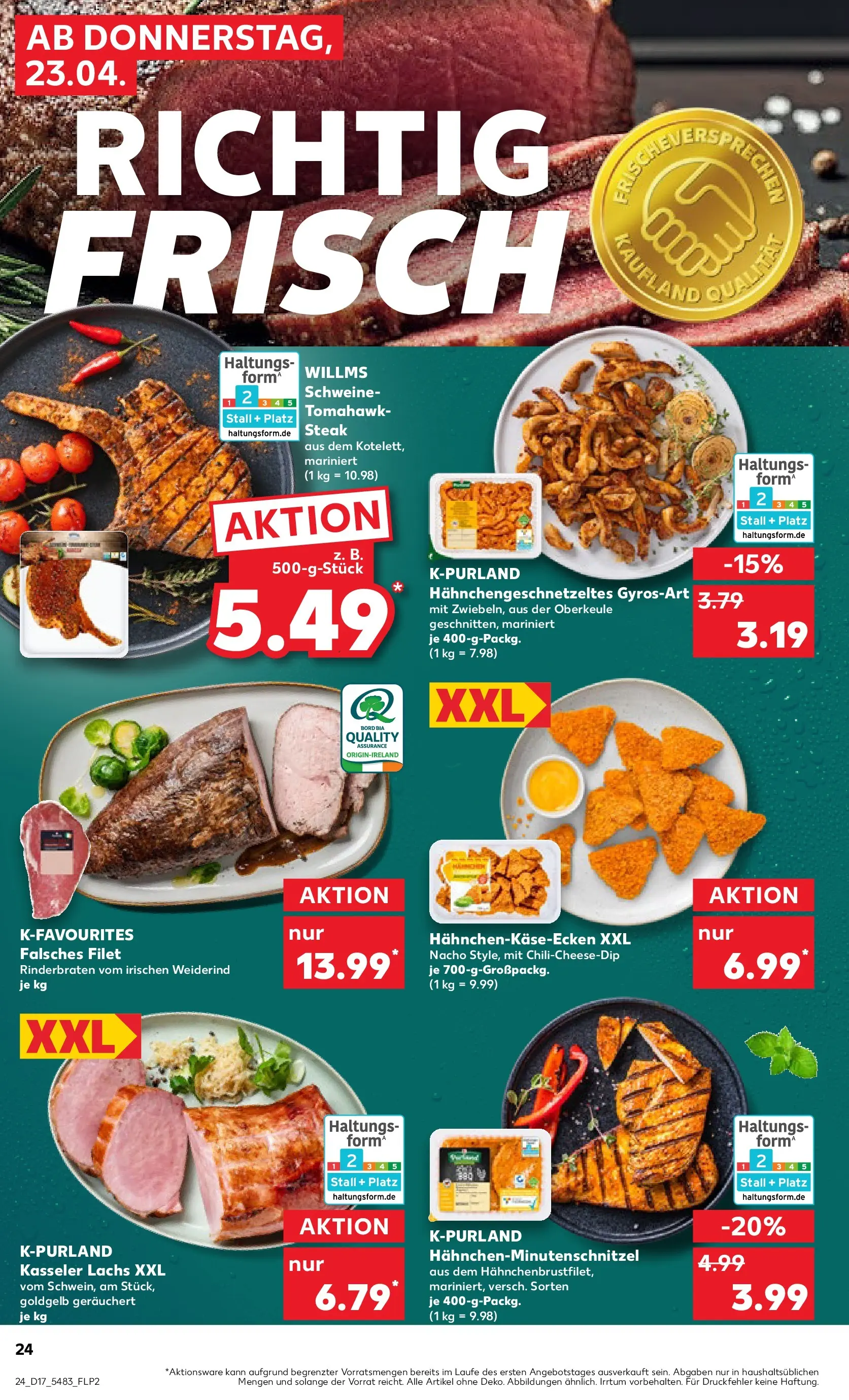 Prospekt Kaufland ab 20.04.2026 » Angebote Online zum Blättern | Seite: 36 | Produkte: Rinderbraten, Schnitzel, Lachs, Steak