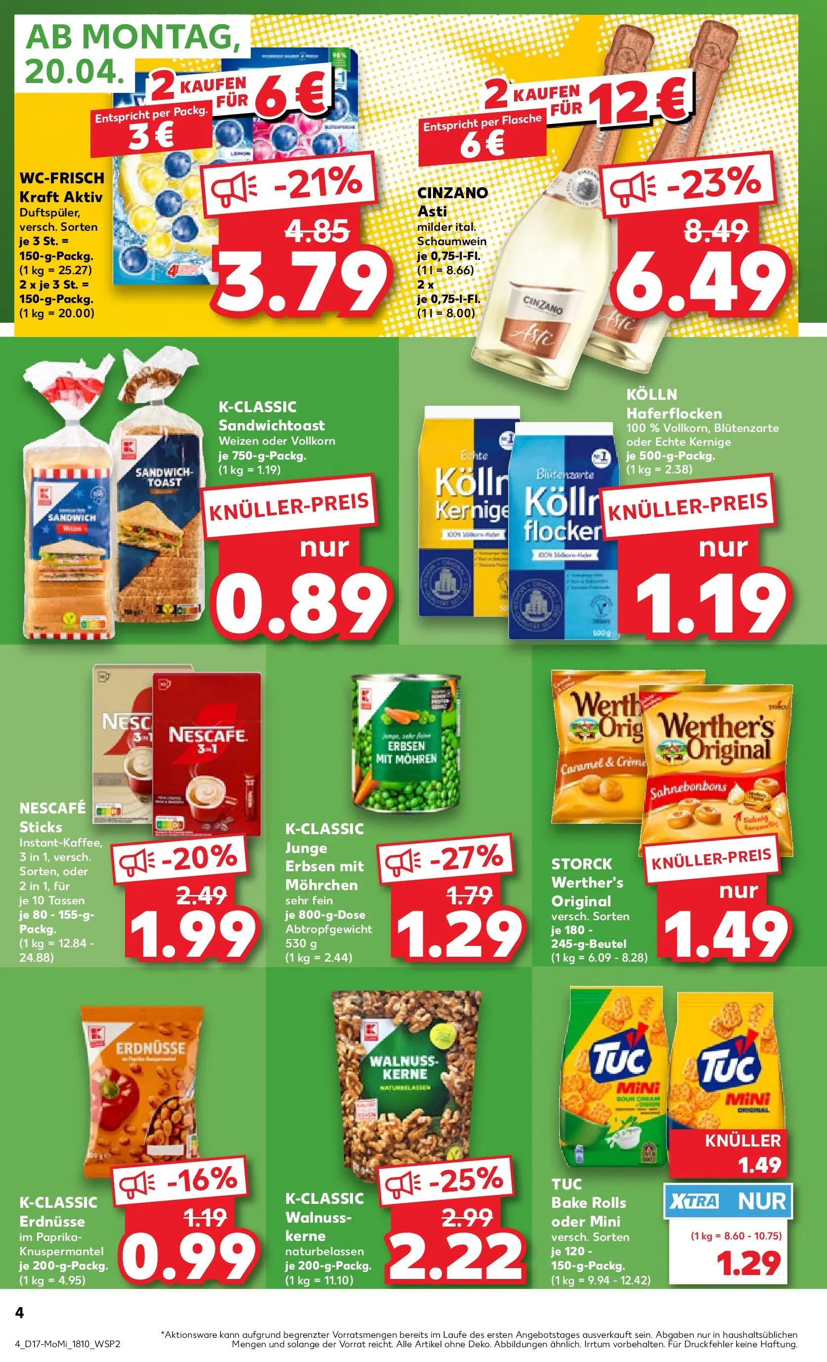 Prospekt Kaufland ab 20.04.2026 » Angebote Online zum Blättern | Seite: 4 | Produkte: Erdnüsse, Kolln, Toast, Mohren