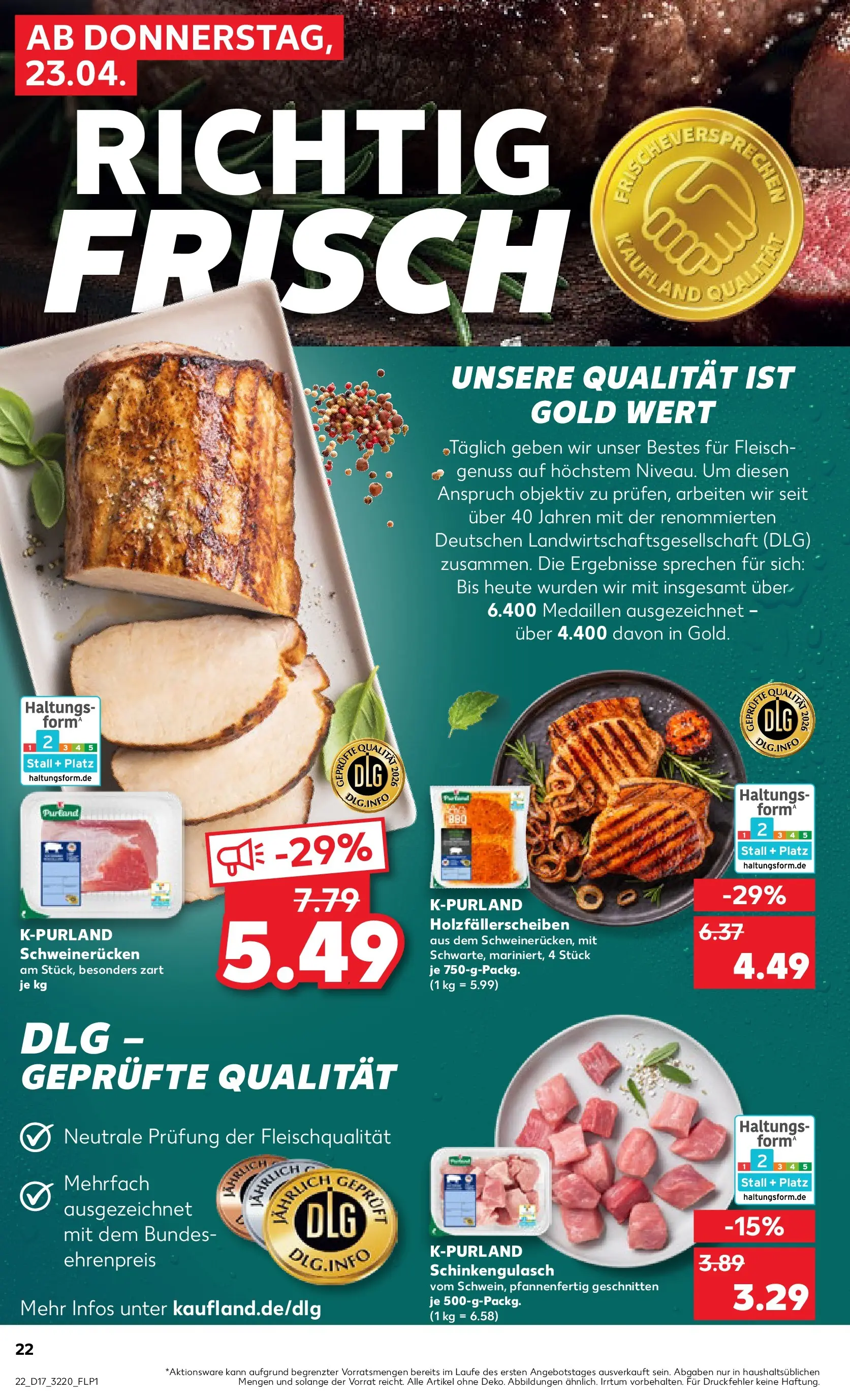 Prospekt Kaufland ab 20.04.2026 » Angebote Online zum Blättern | Seite: 34 | Produkte: Schweinerucken, Fleisch, Objektiv