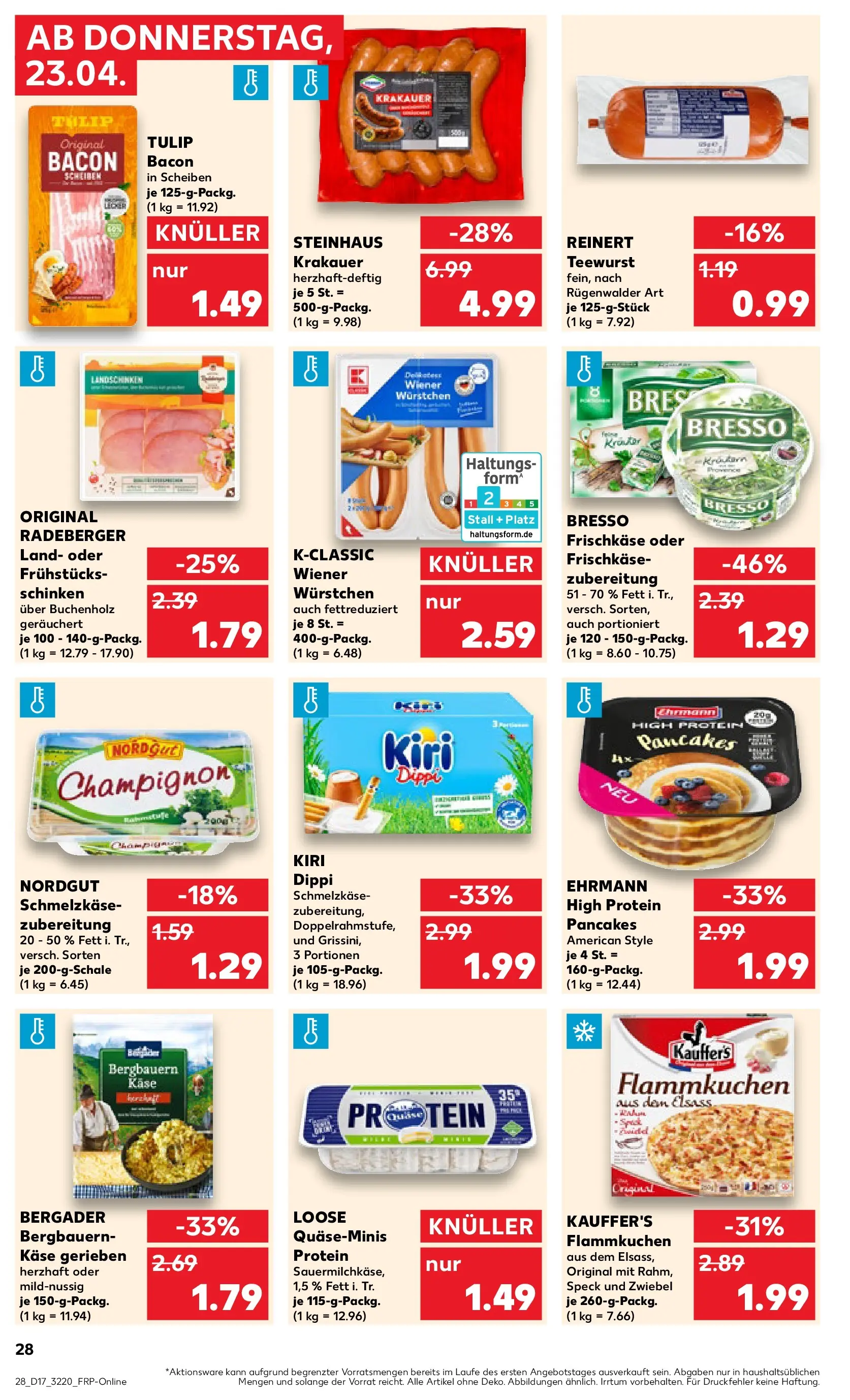 Prospekt Kaufland ab 20.04.2026 » Angebote Online zum Blättern | Seite: 40 | Produkte: Wiener wurstchen, Quark, Käse, Schinken