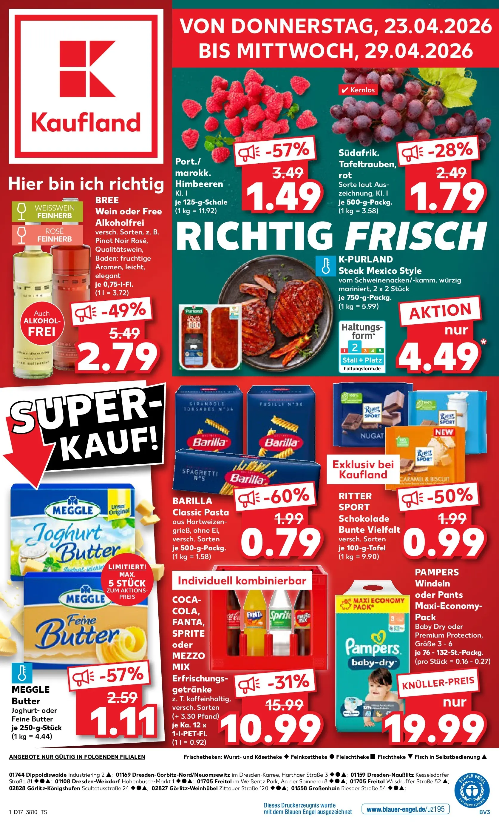 Prospekt Kaufland ab 20.04.2026 » Angebote Online zum Blättern | Seite: 13 | Produkte: Schokolade, Bree, Fisch, Steak
